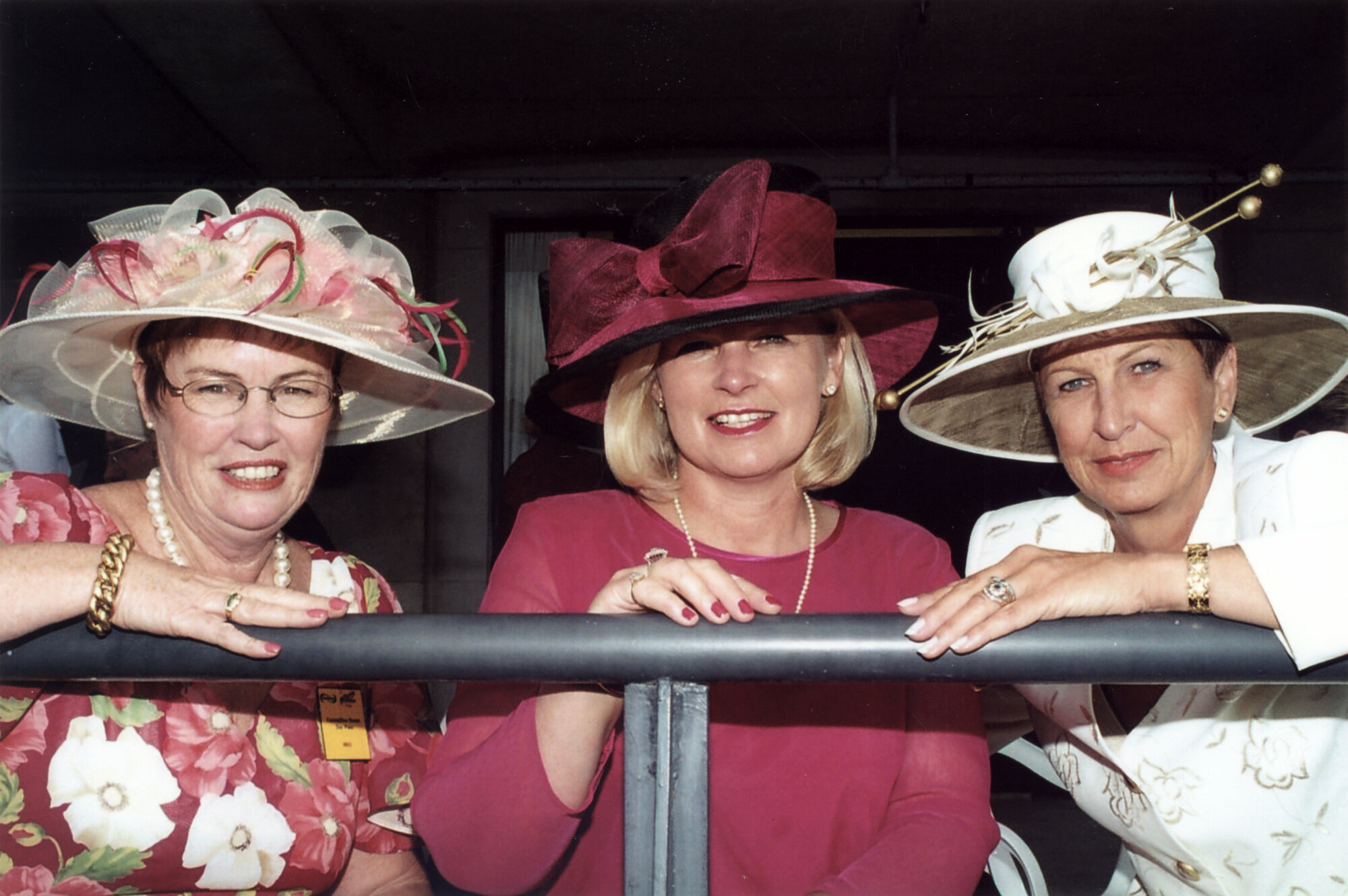 Trentham racecourse fashions 2003; headwear; Helen Cunningham, Kay Marsh, Trudy Donovan.