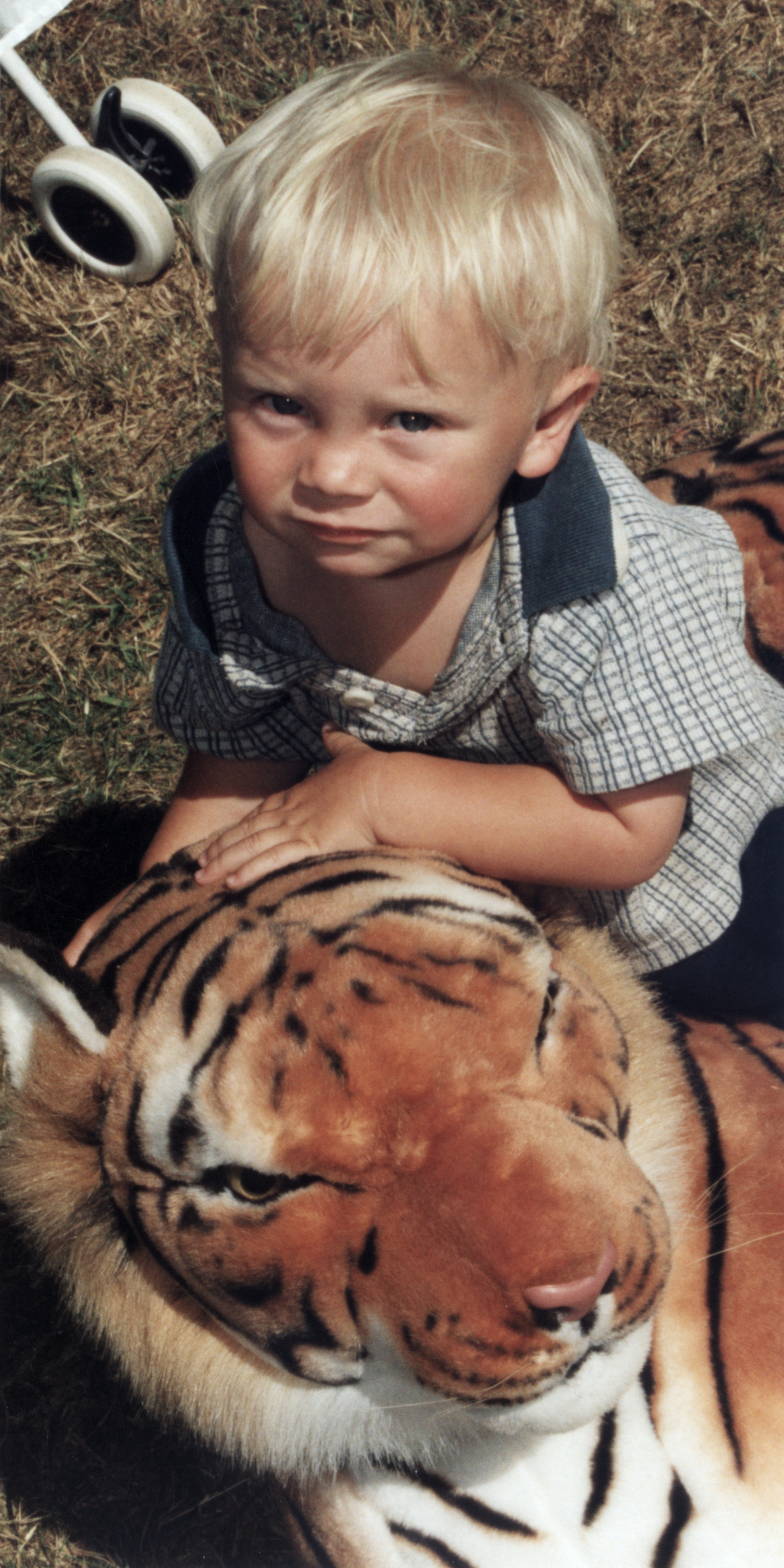 Teddy bears&rsquo; picnic, 2003; Sebastian Ford and his pet.