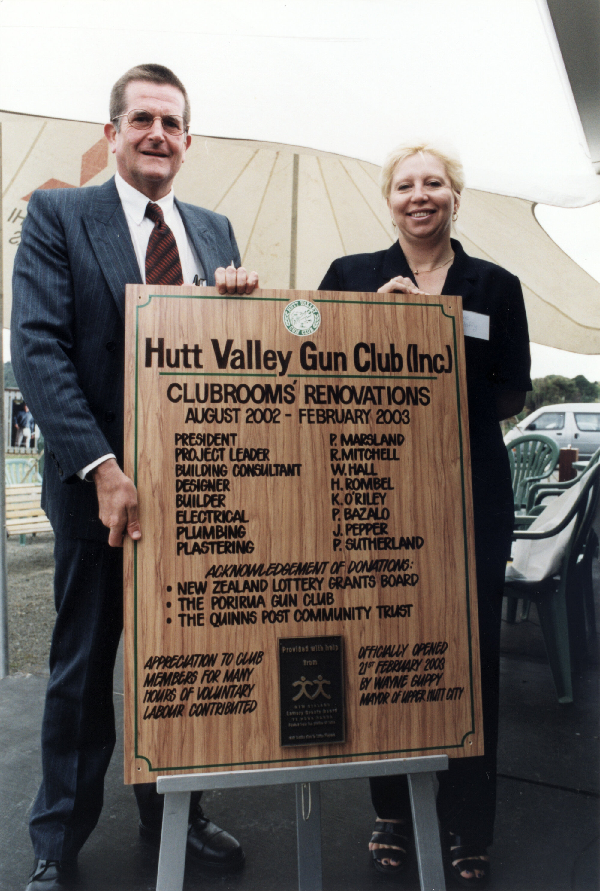 Hutt Valley Gun Club centenary and clubroom renovations; commemorative plaque
