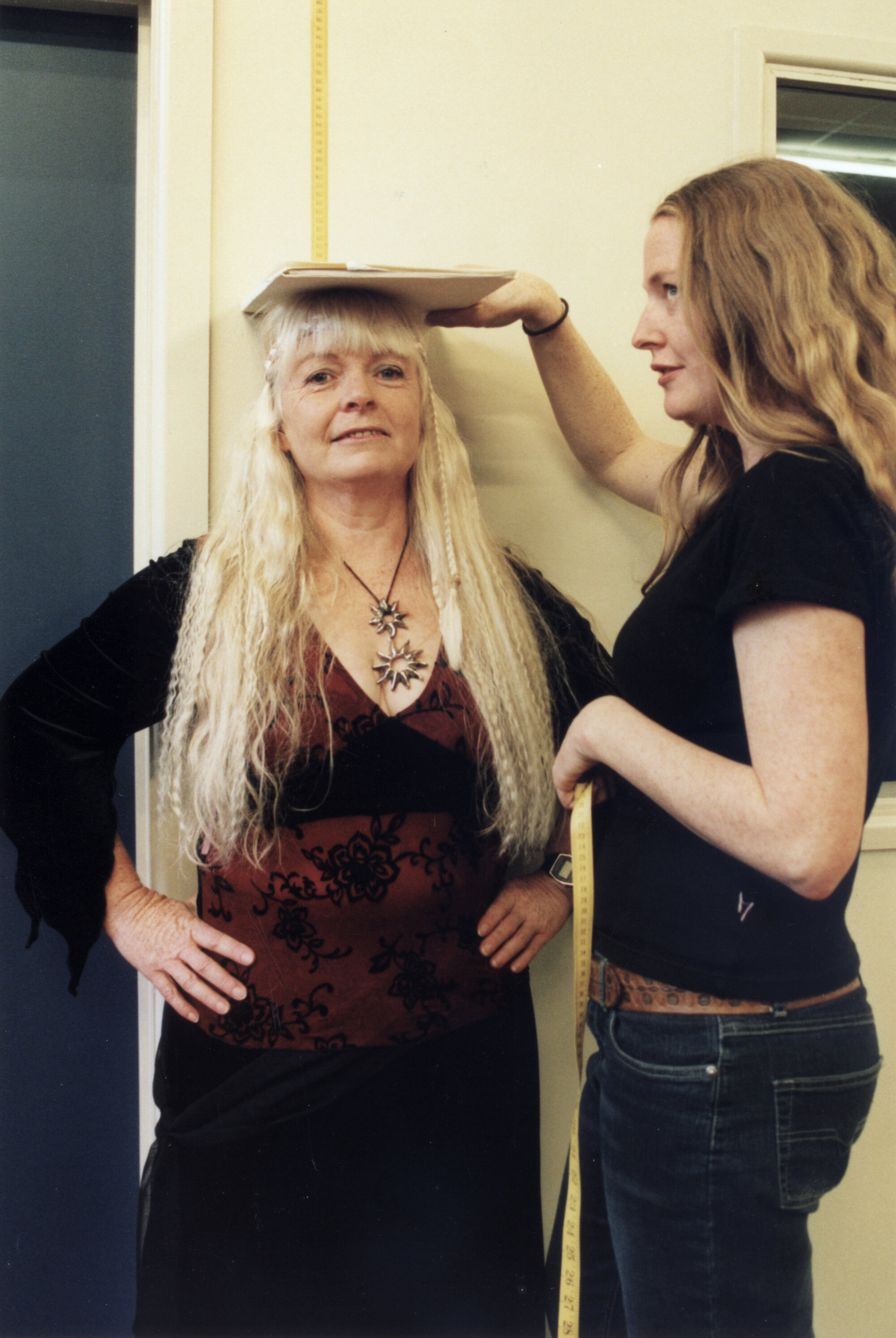 Lord of the Rings film auditions; Lynne Rait's height being recorded.