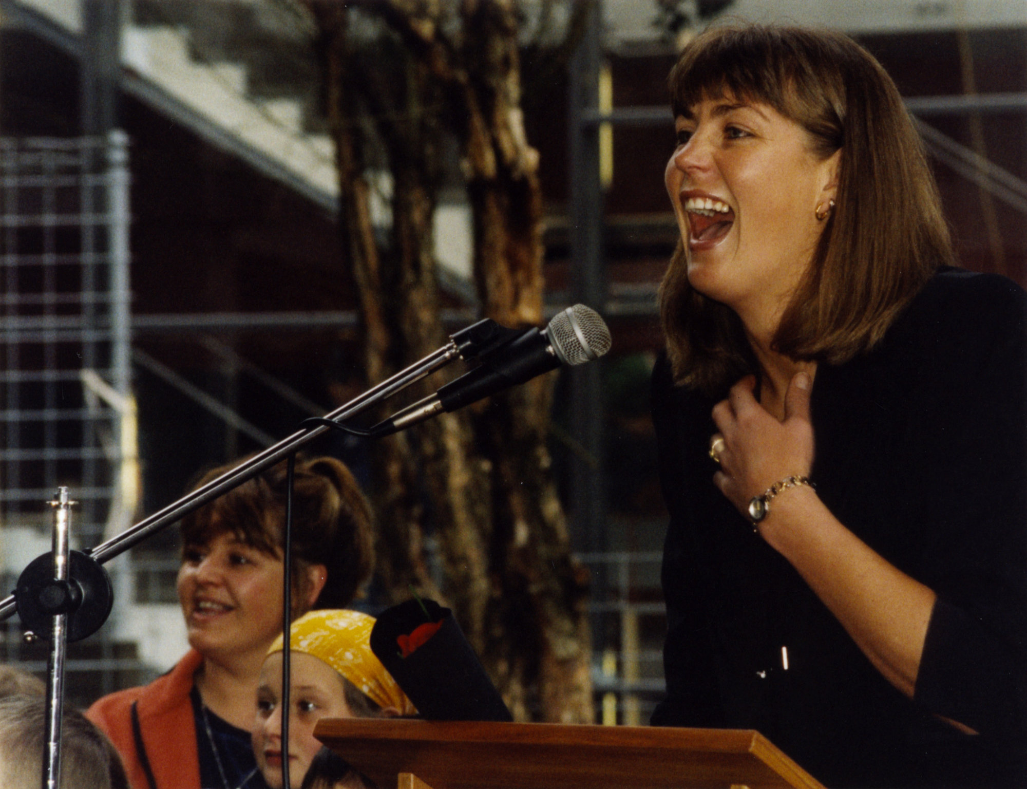 Netball; New Zealand wins World Cup; Irene van Dyk at Civic Centre reception.