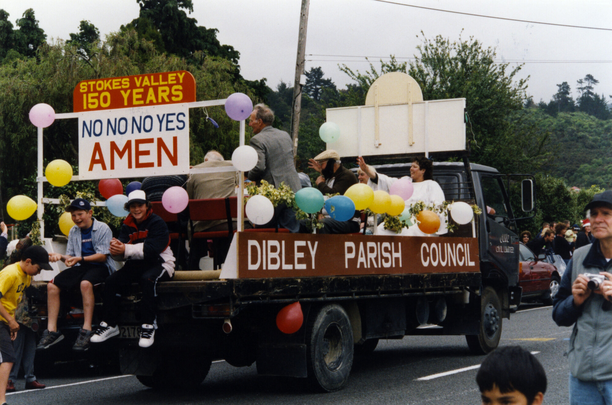 Christmas parade, Stokes Valley, 2003; RSA's 'Vicar of Dibley'  float.