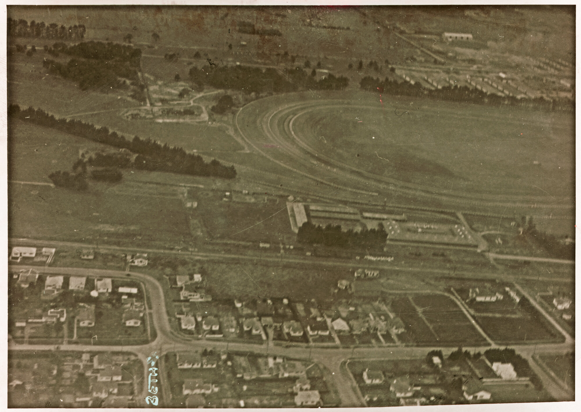 Trentham; aerial photograph, looking south-east; Miro and Ararino street junction in foreground