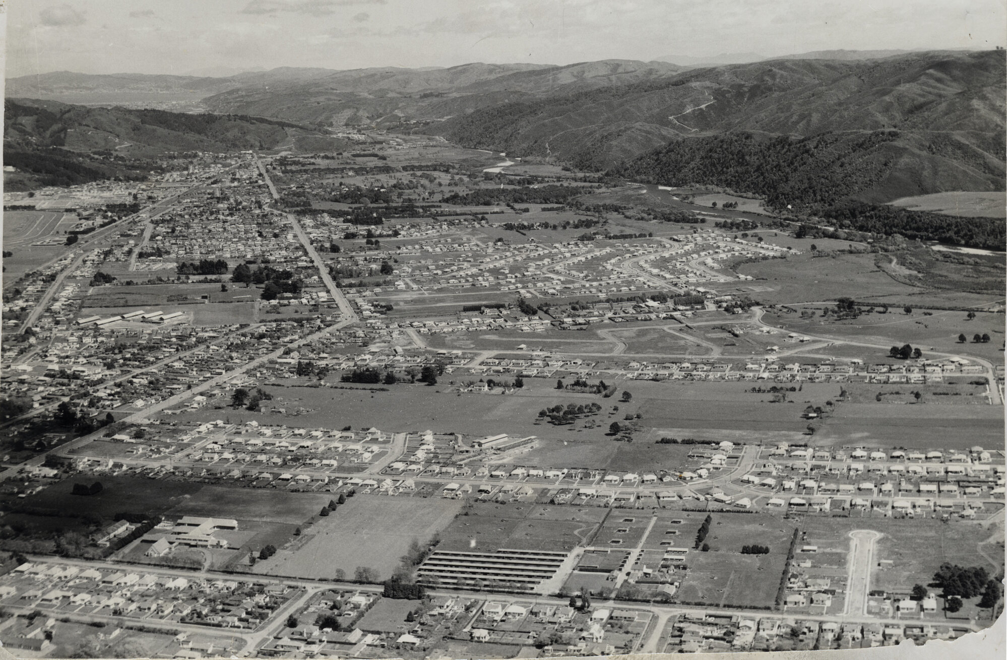 Aerial view 1955 looking south-west; Gibbons Street in the foreground