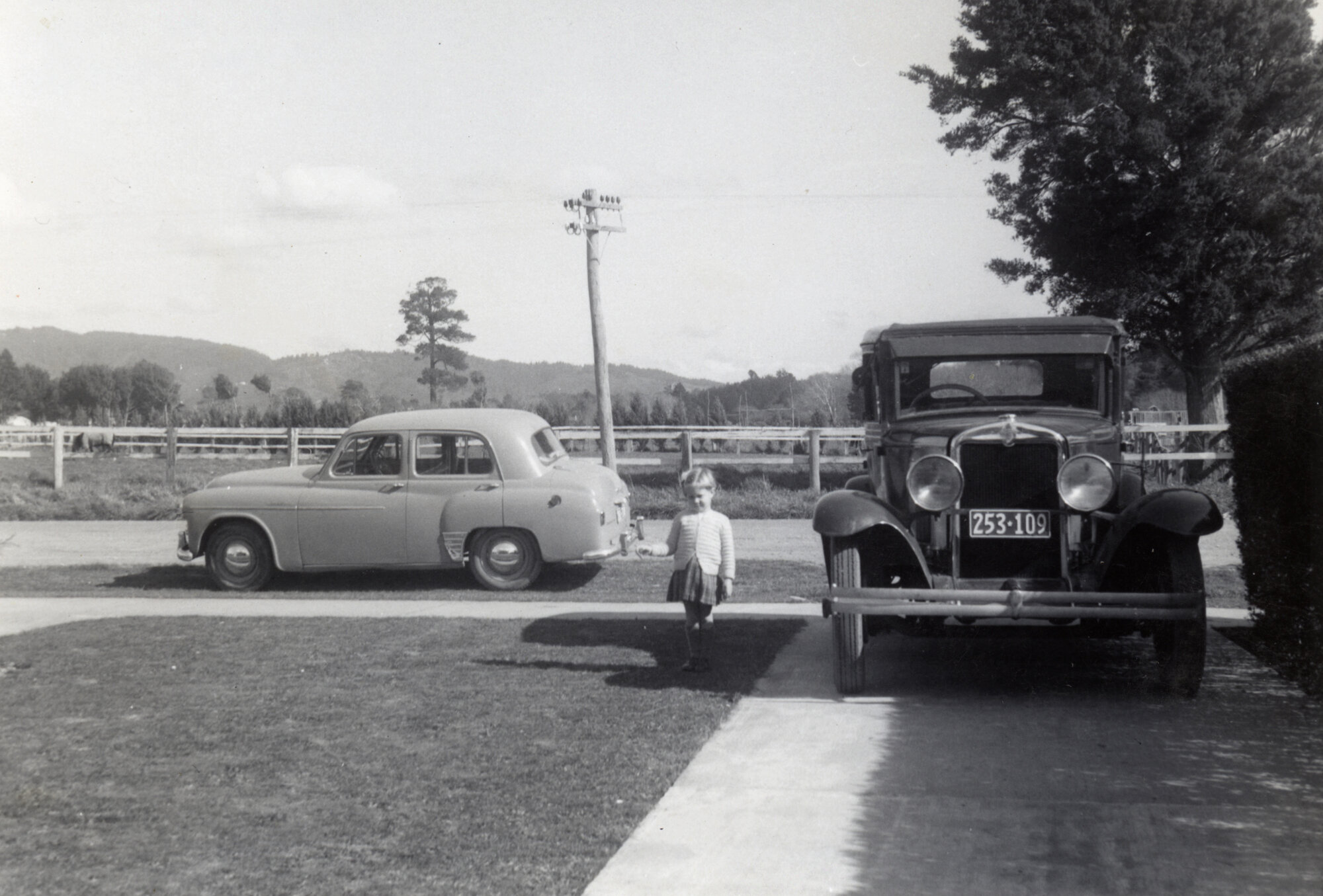 Sandra Prout at the northern end of Moonshine Road, 1960
