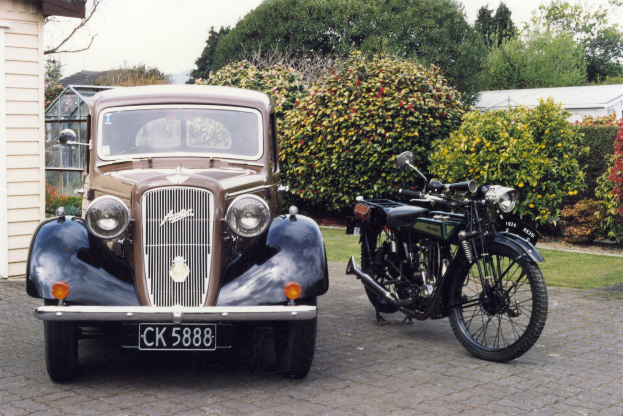 Vintage vehicles; 1937 Austin 10 and 1926 Royal Enfield