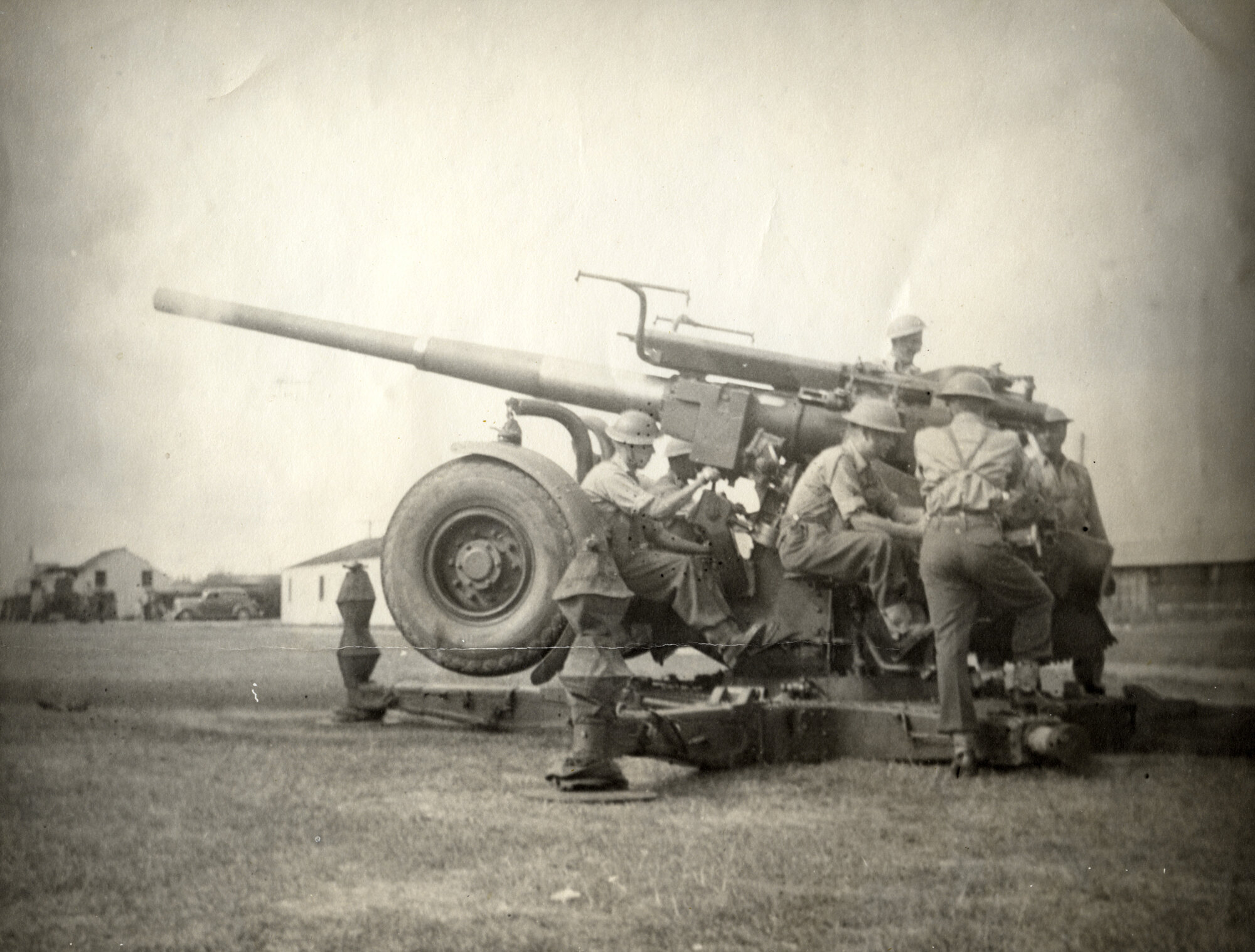 Military Service, World War II; artillery; 3.7-inch anti-aircraft gun
