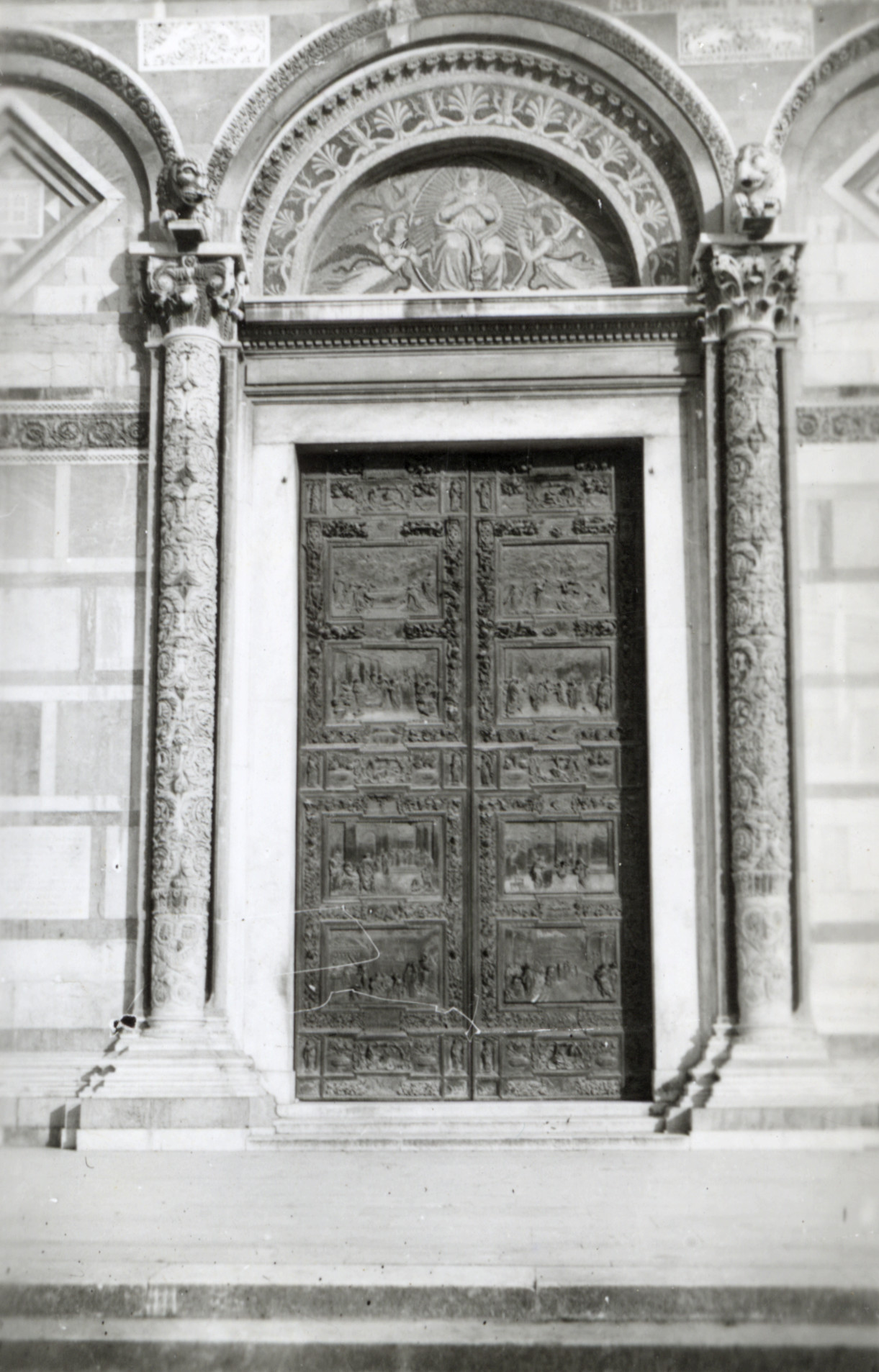 Military Service, World War II; Italy; Pisa; baptistery door.