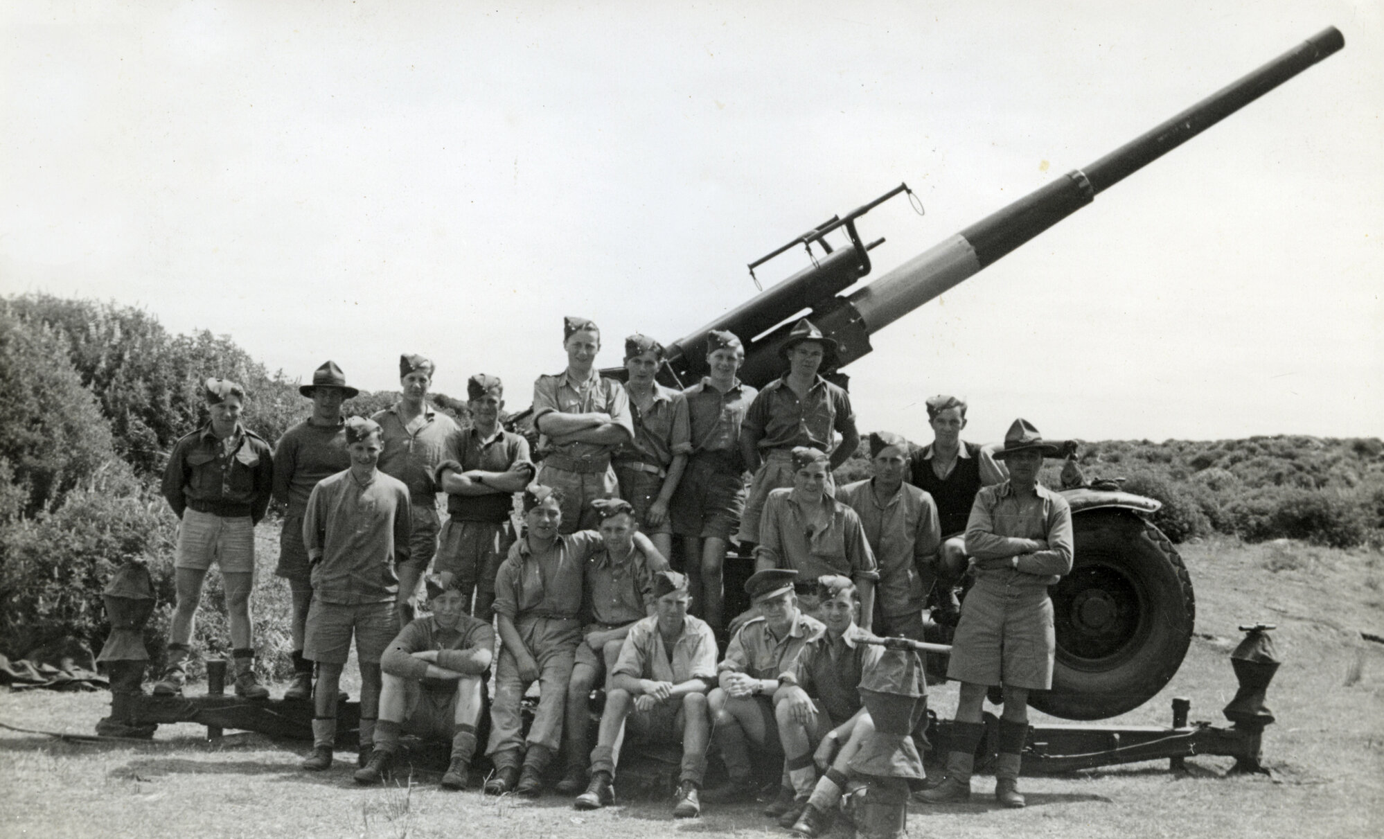 Military Service, World War II; artillery; 3.7-inch anti-aircraft gun.