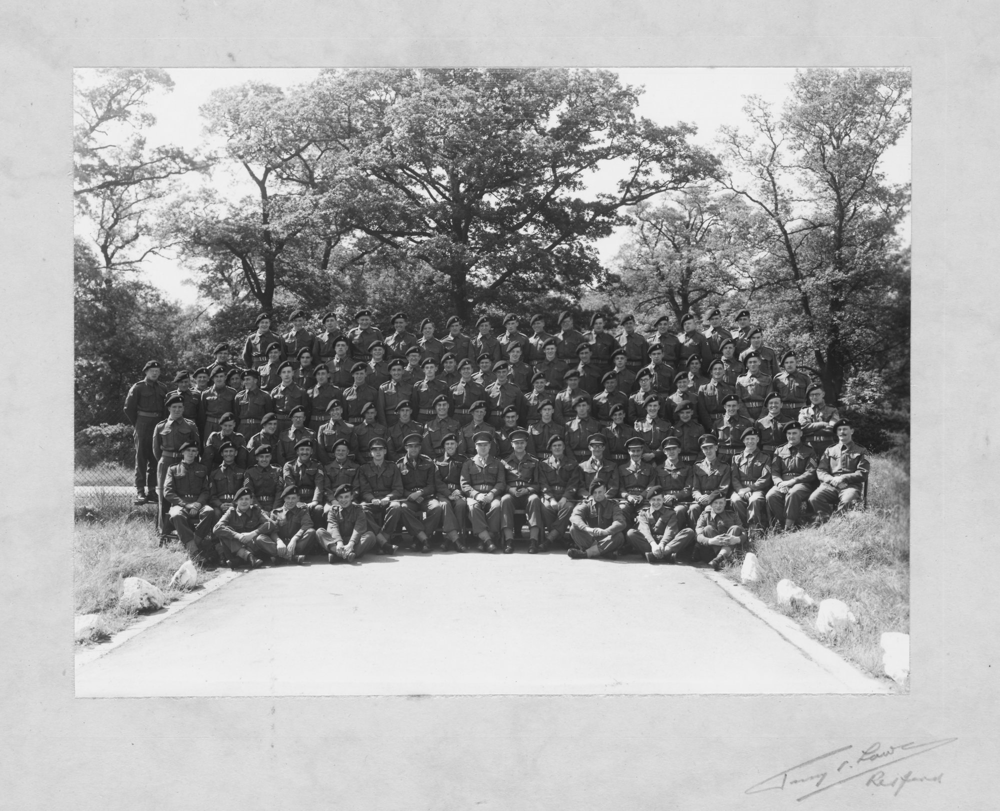 Military personnel; Royal School of Artillery, Larkhill; probably a gunnery instructors' course.