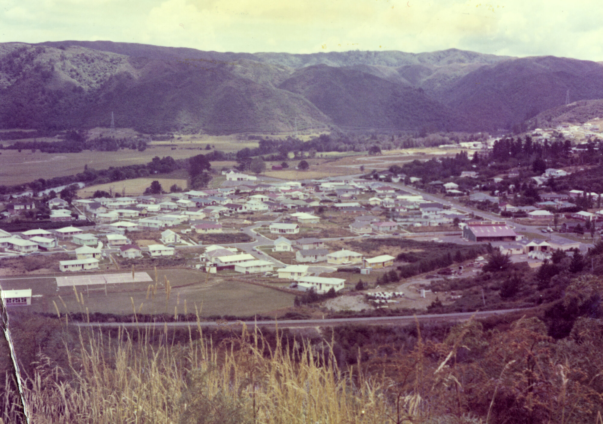 Maoribank from Mangaroa Hill 1971 (3); looking north.