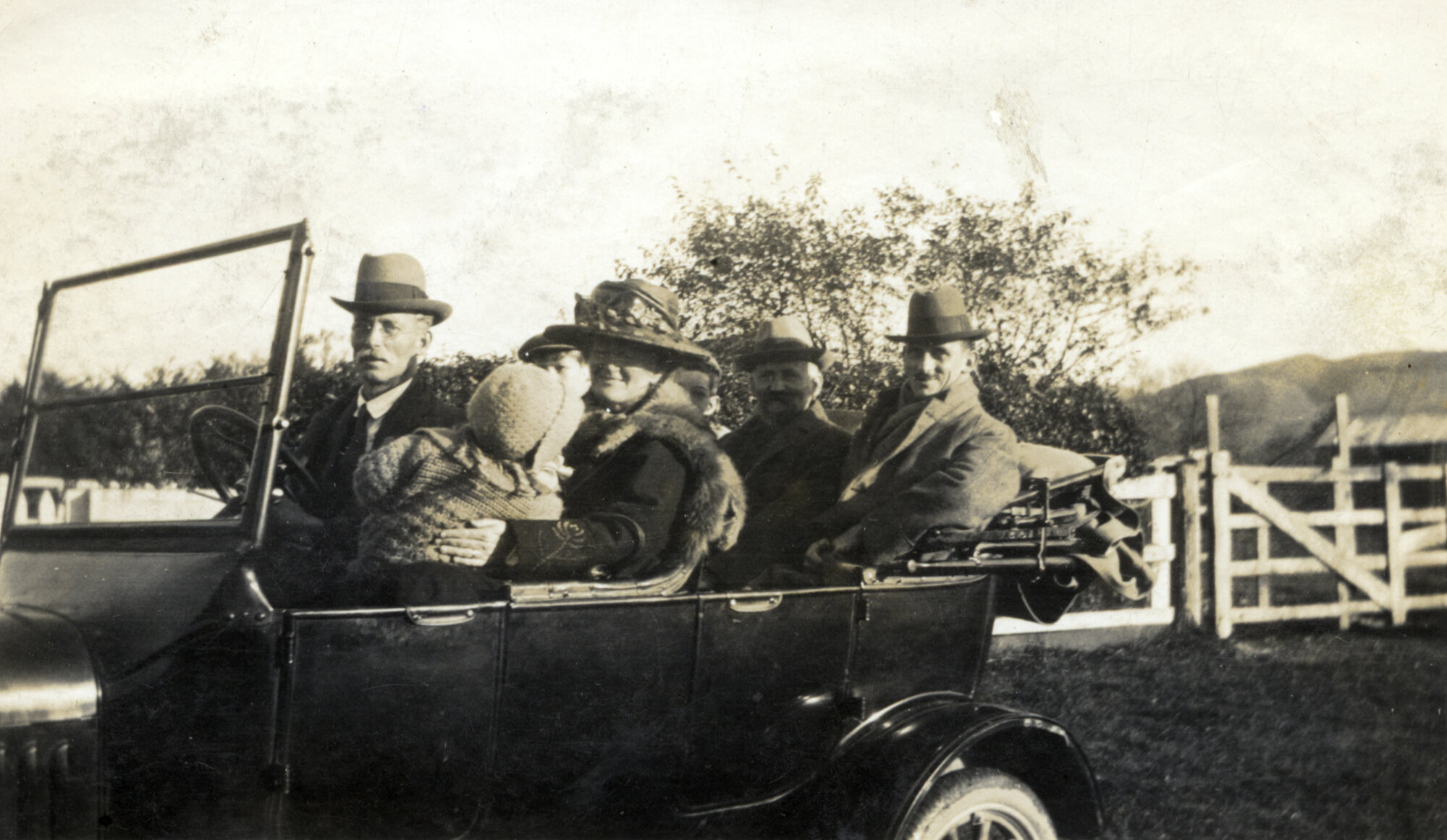 Poulson Family Collection; J A Hazelwood Driving; Carl Poulson in Back Seat; Circa 1920s