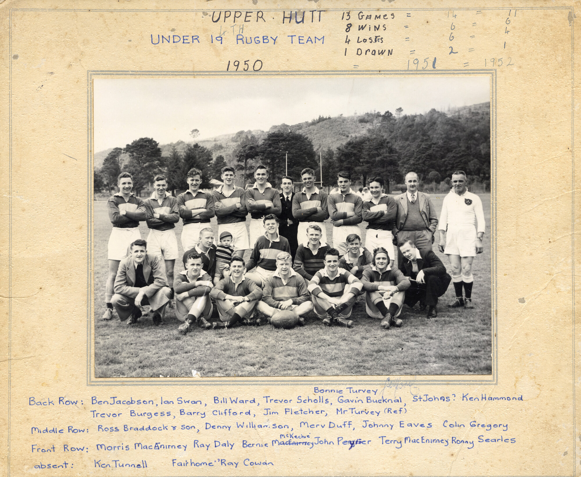 Upper Hutt Rugby Football Club; Under 19 4th Grade; 1950