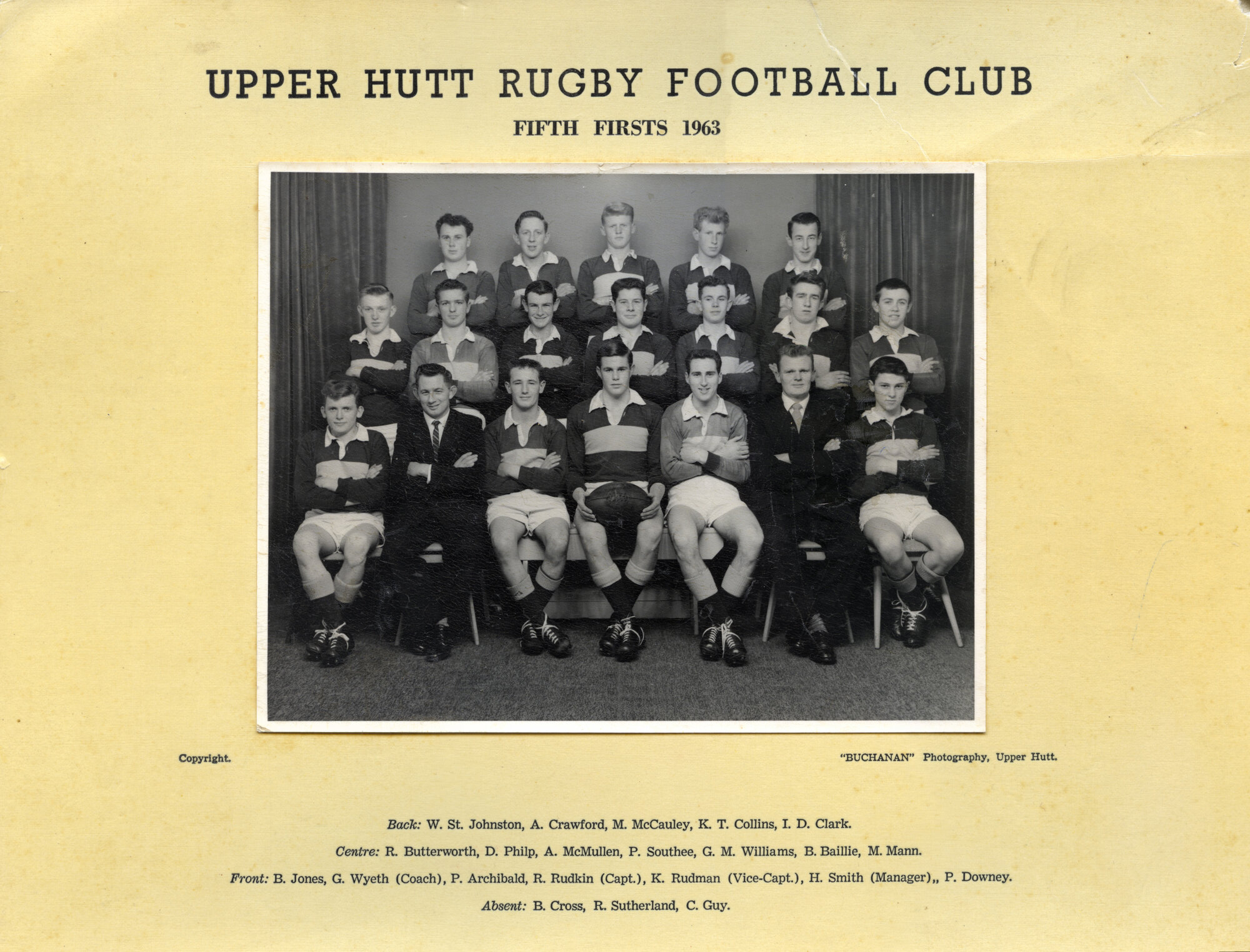 Upper Hutt Rugby Football Club 1963 Fifth Firsts