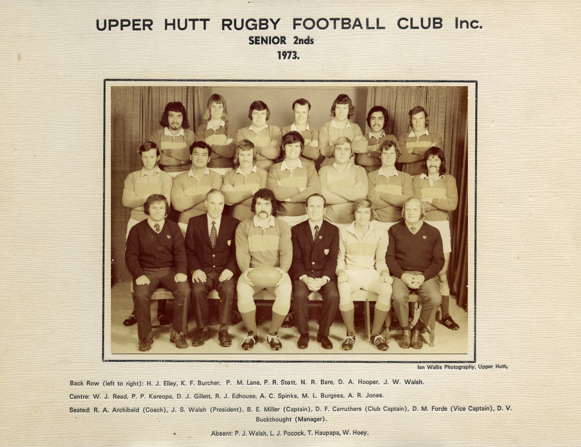 Upper Hutt Rugby Football Club 1973 Senior 2nds