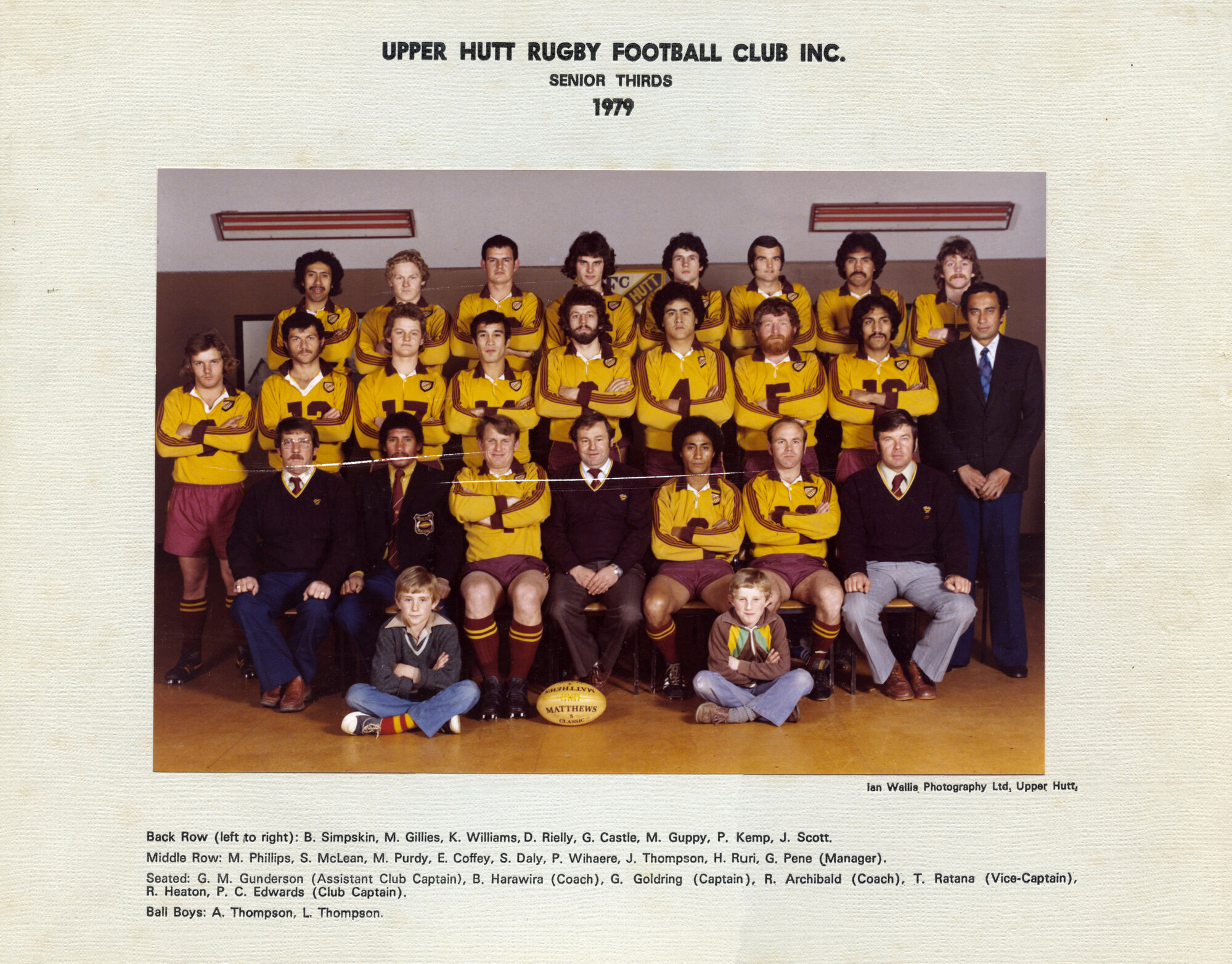 Upper Hutt Rugby Football Club 1979 Senior Thirds