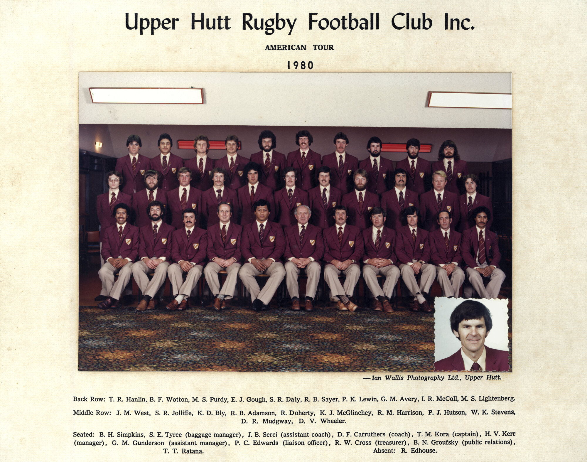Upper Hutt Rugby Football Club 1980 American Tour