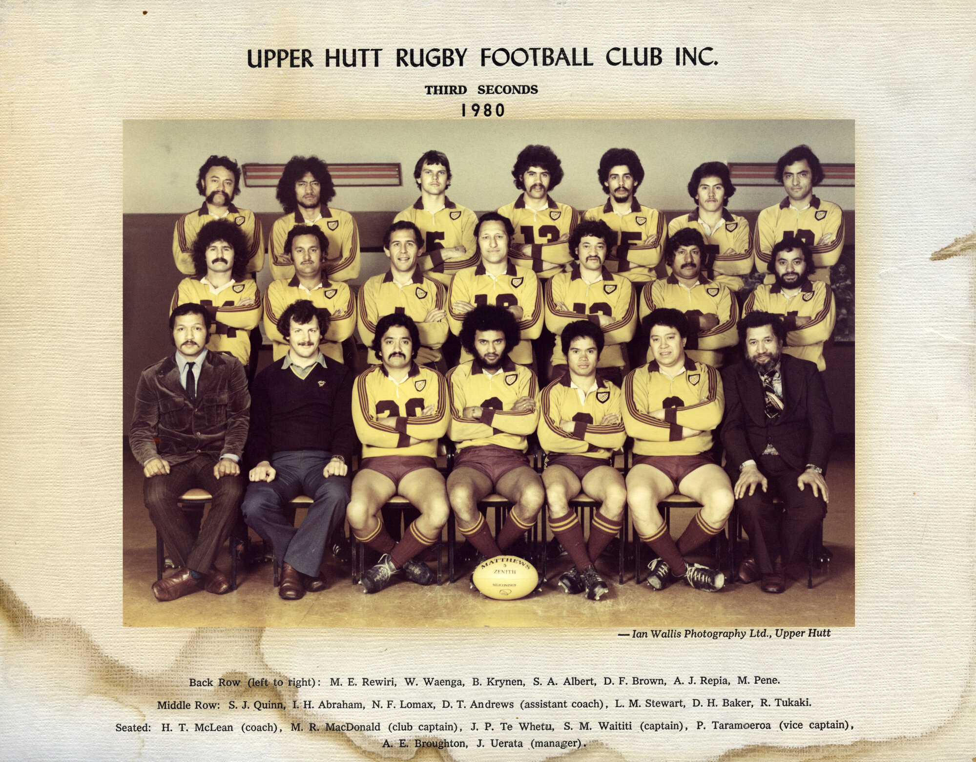 Upper Hutt Rugby Football Club 1980 Third Seconds