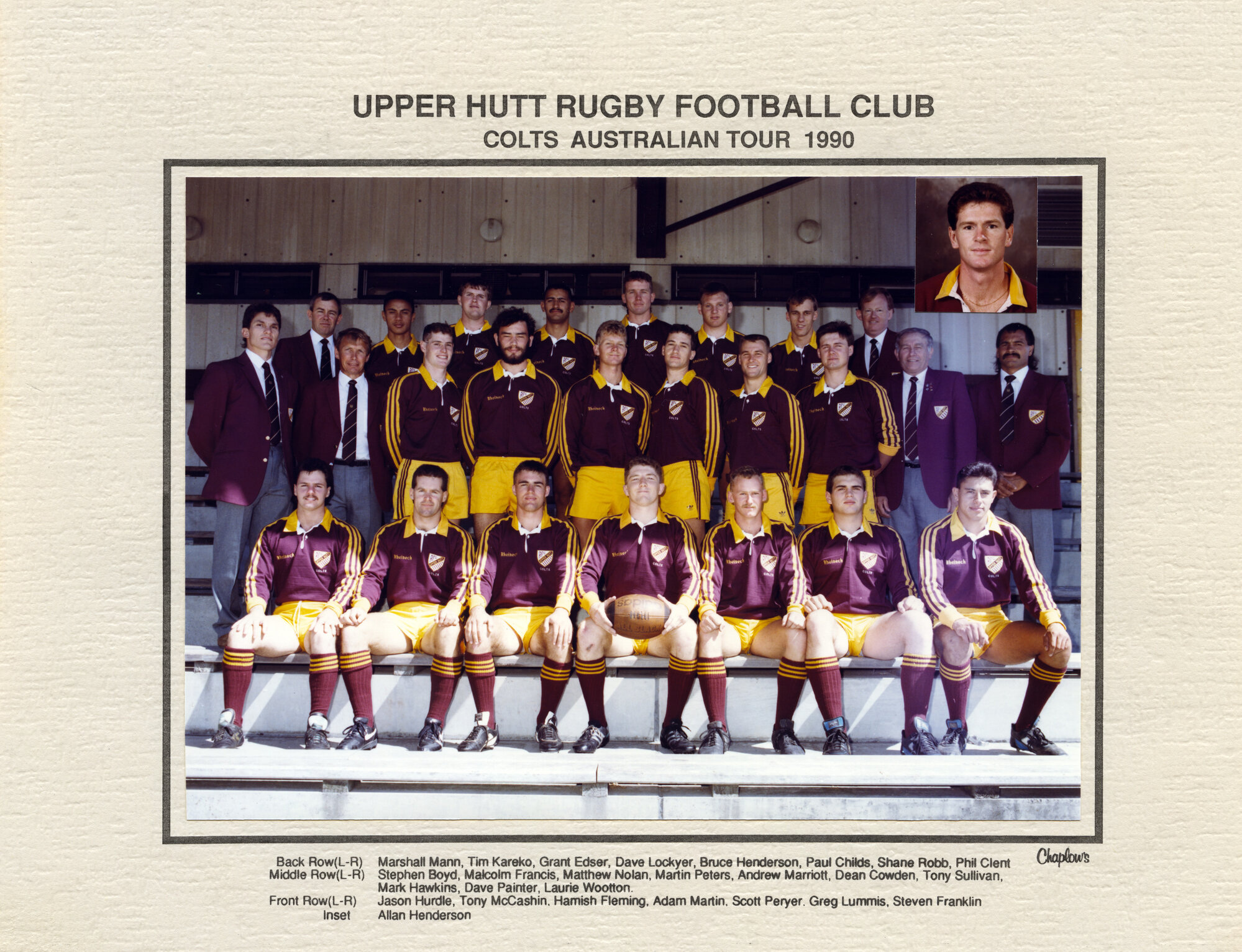 Upper Hutt Rugby Football Club; Colts Australian Tour; 1990