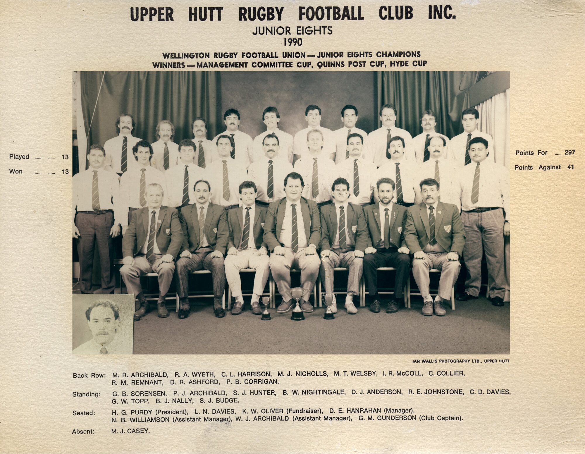 Upper Hutt Rugby Football Club 1990 Junior Eights