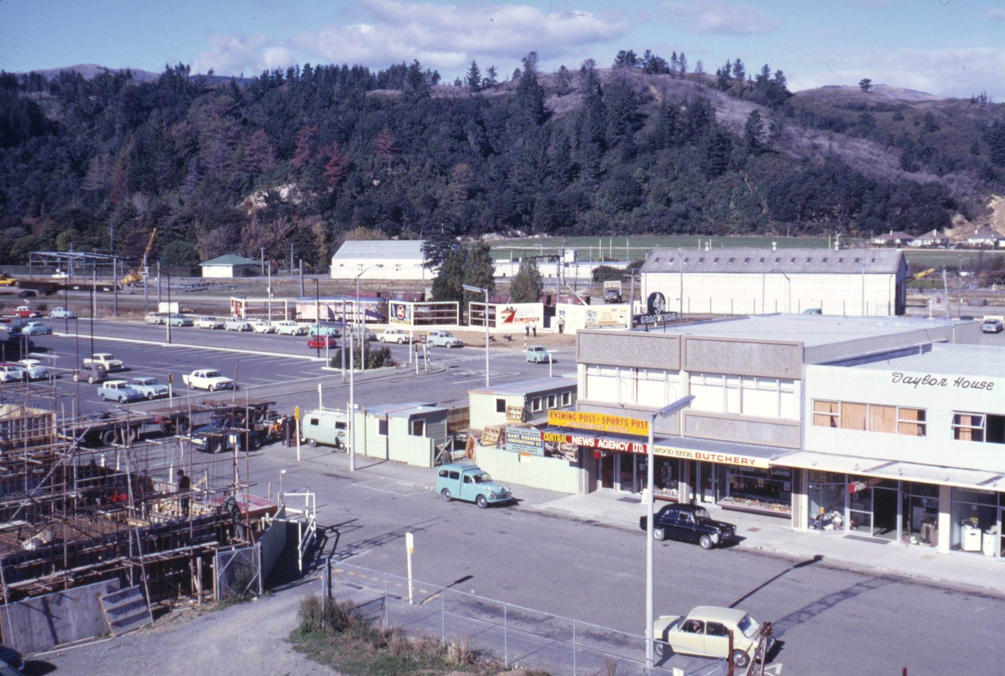 View from BNZ building 1969, May; 2; east end of Geange Street.