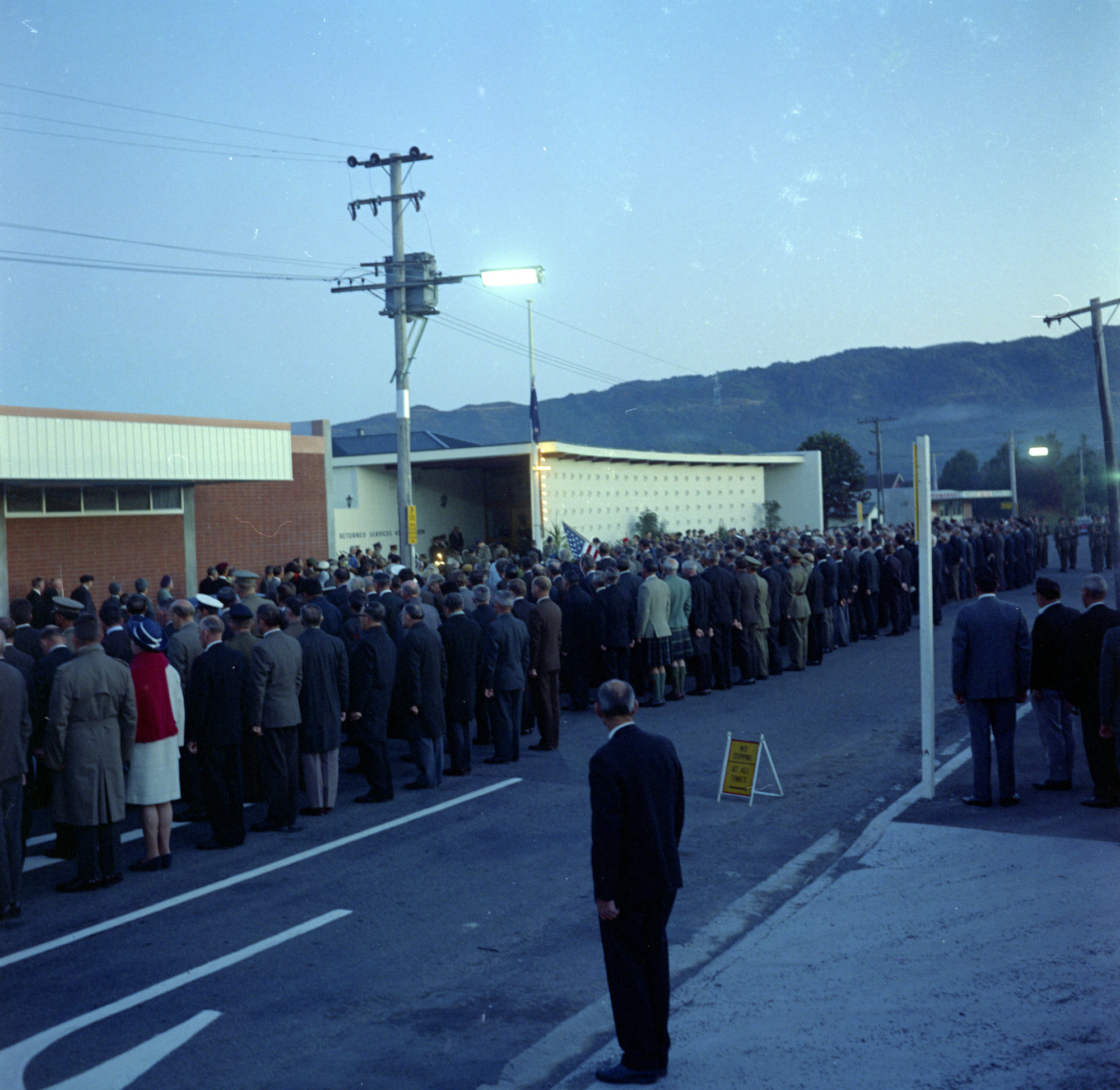 Anzac Day dawn parade, outside King Street RSA, year unknown; 003.