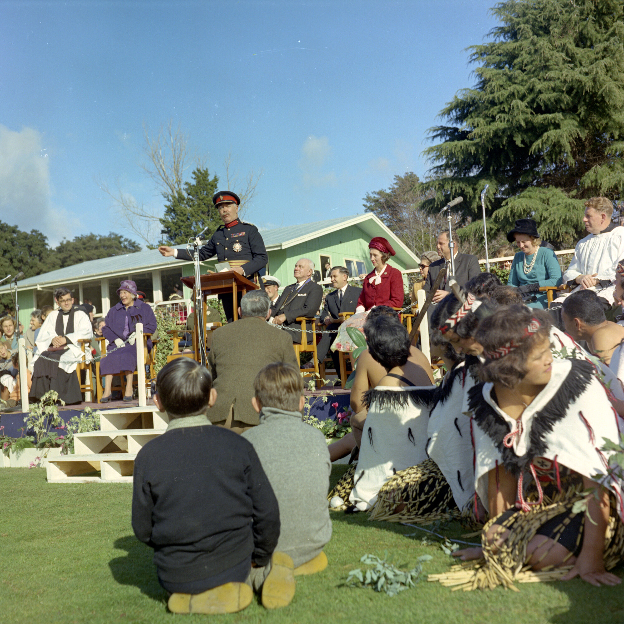 City status proclamation, Maidstone Park  9; Governor-General Sir Bernard Fergusson speaking.