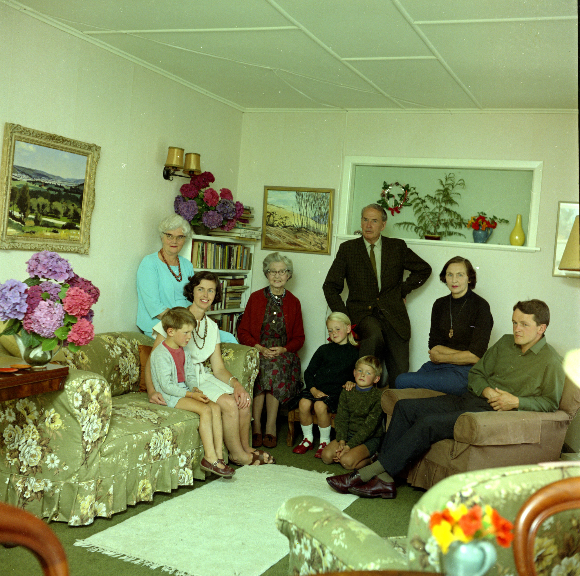 Bradley family; 4 generations? Richard standing, Julia at right.