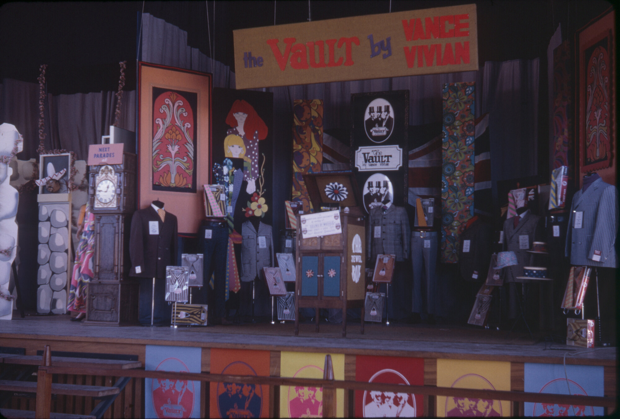 Heretaunga College; trades fair; close view of the hall stage.