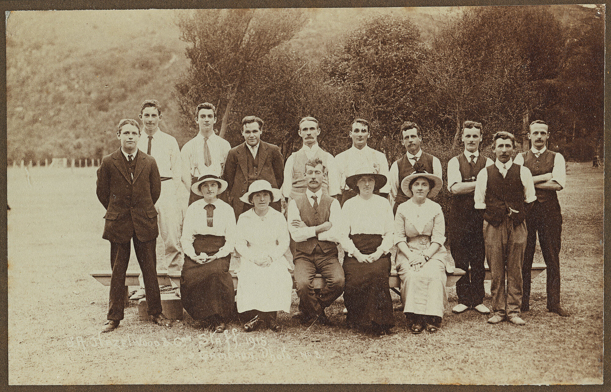 Hazelwoods staff, 1915; picnic at Maidstone Park 1; from the Winifred Brown Collection