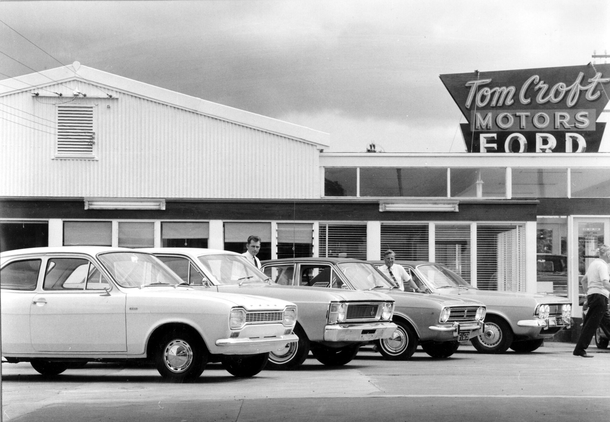 Tom Croft Motors Ltd; staff members Brian Pearce and Eddie Hicks - 1970.
