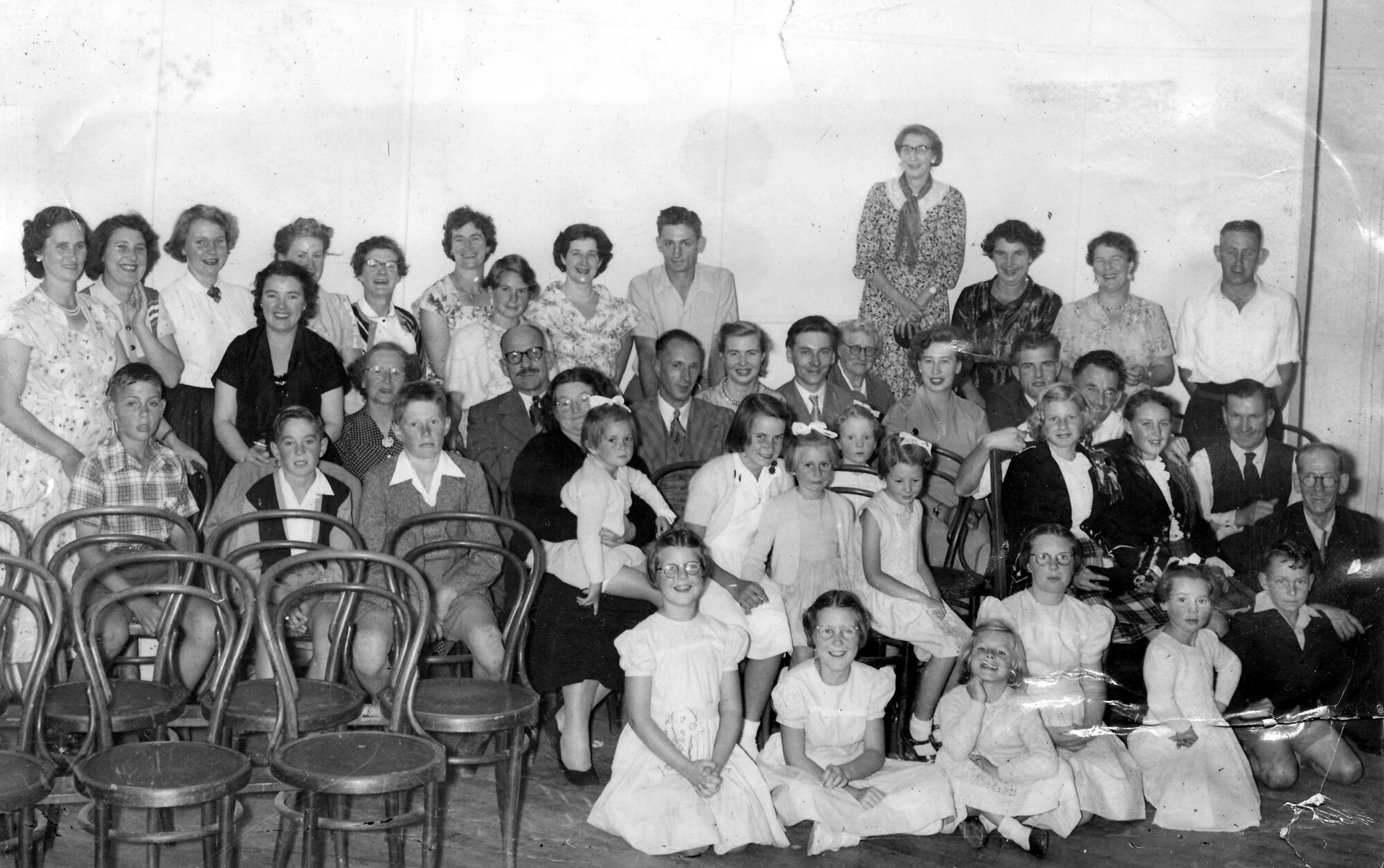Matheson Minster staff and families; social evening c1955.