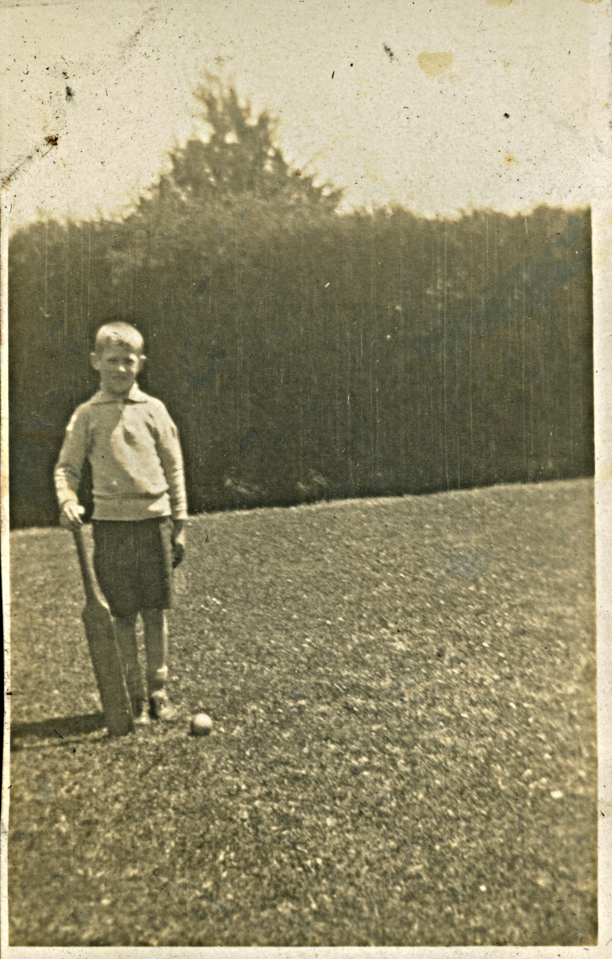 Goodland boy with cricket bat