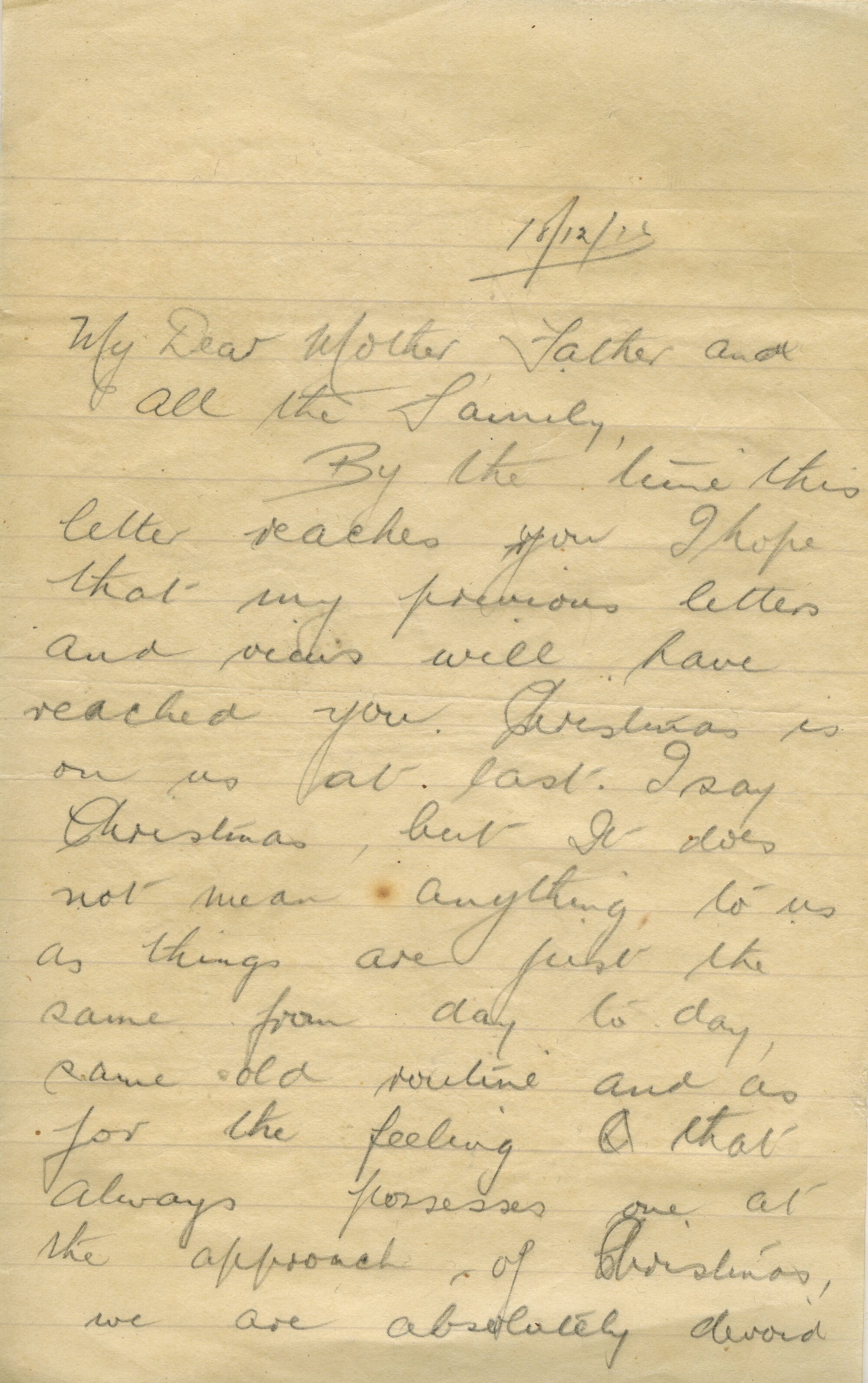 Christie Letter 18 December 1916