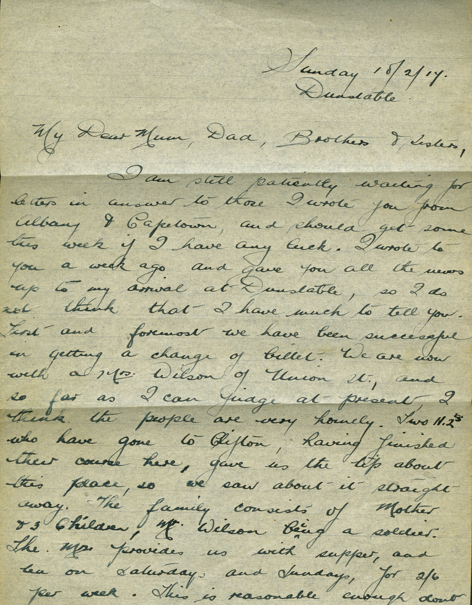 Christie Letter 18 February 1917