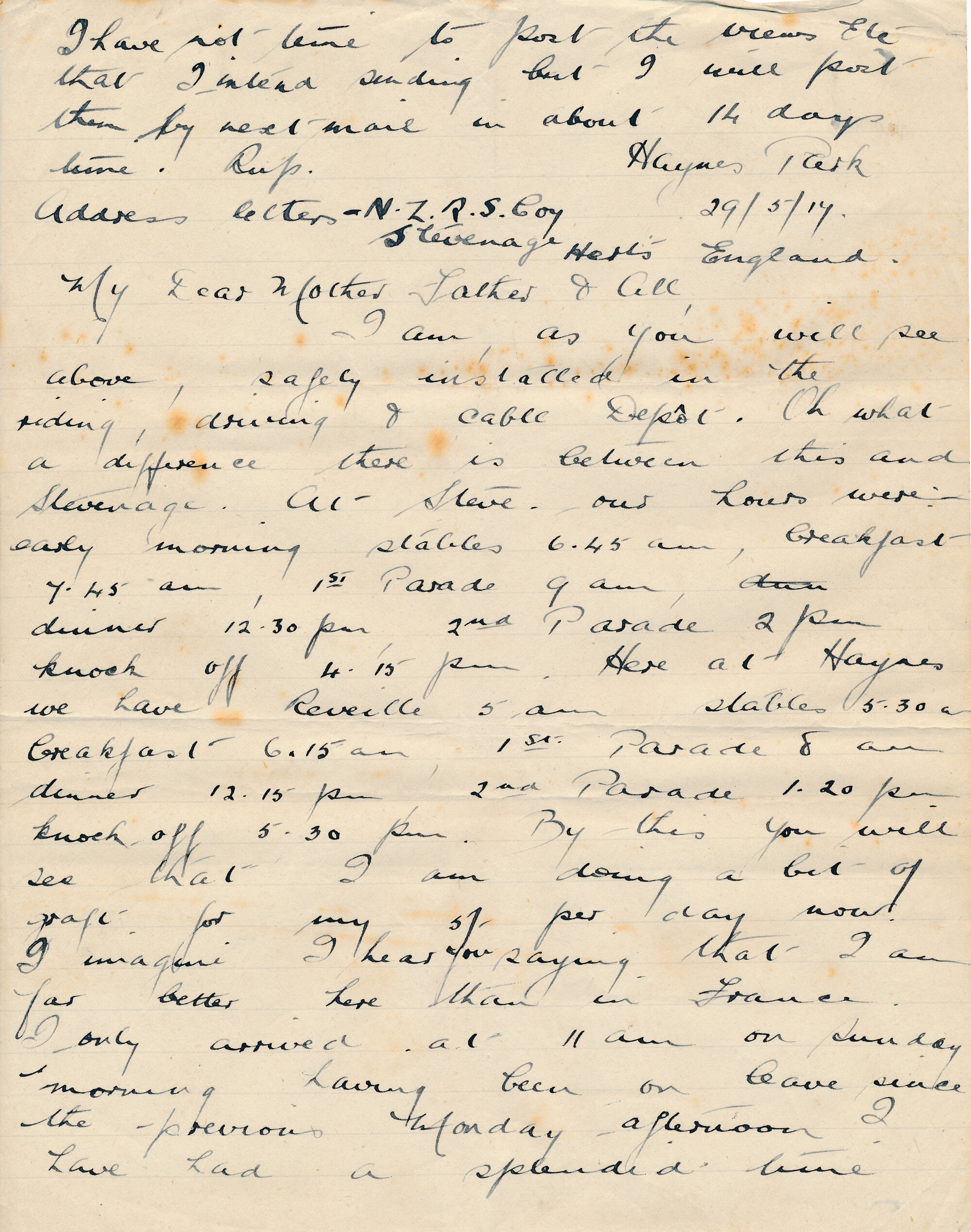 Christie Letter 29 May 1917