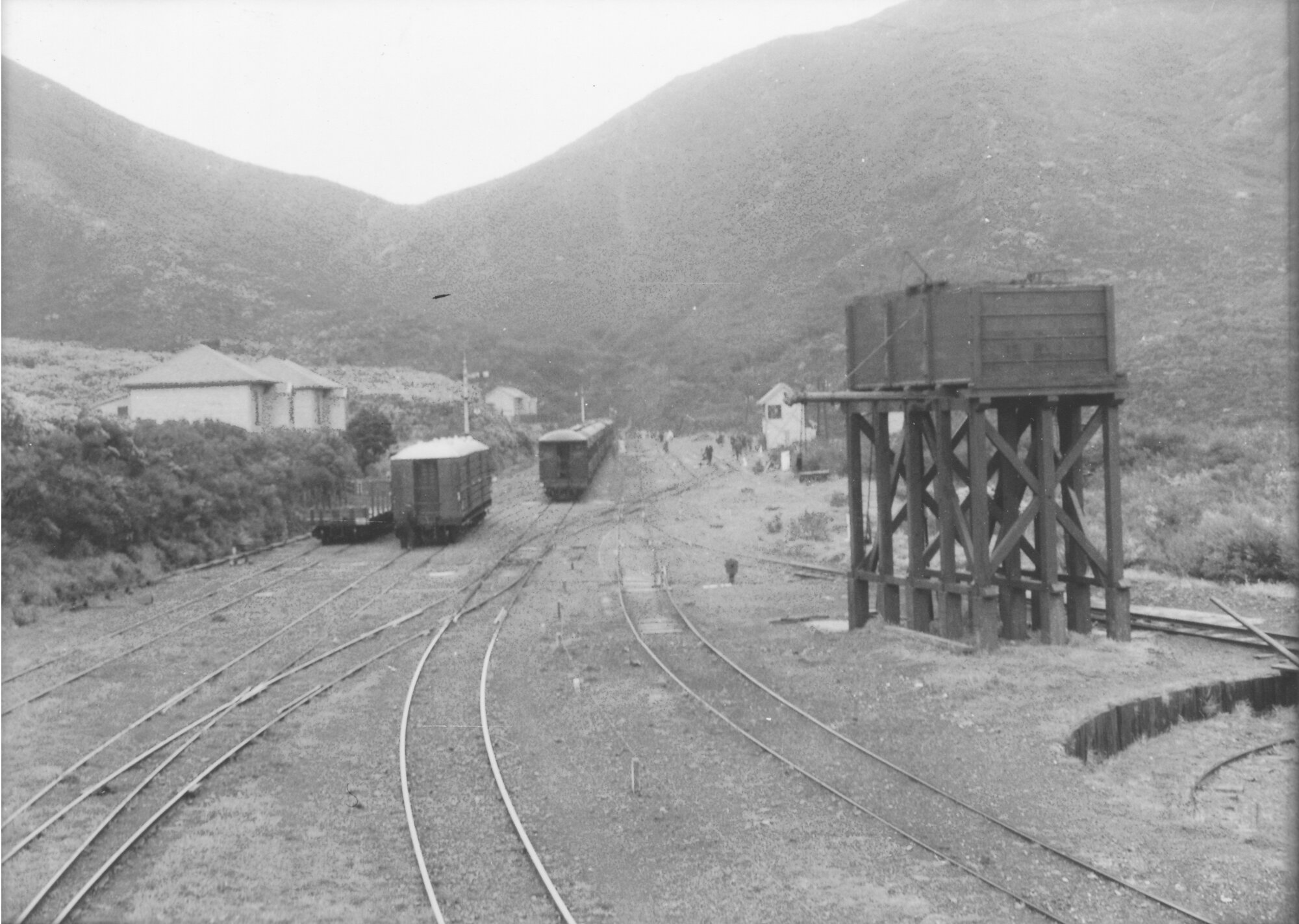 Summit station yard, old railway route to Wairarapa; water vat and turntable pit at right.