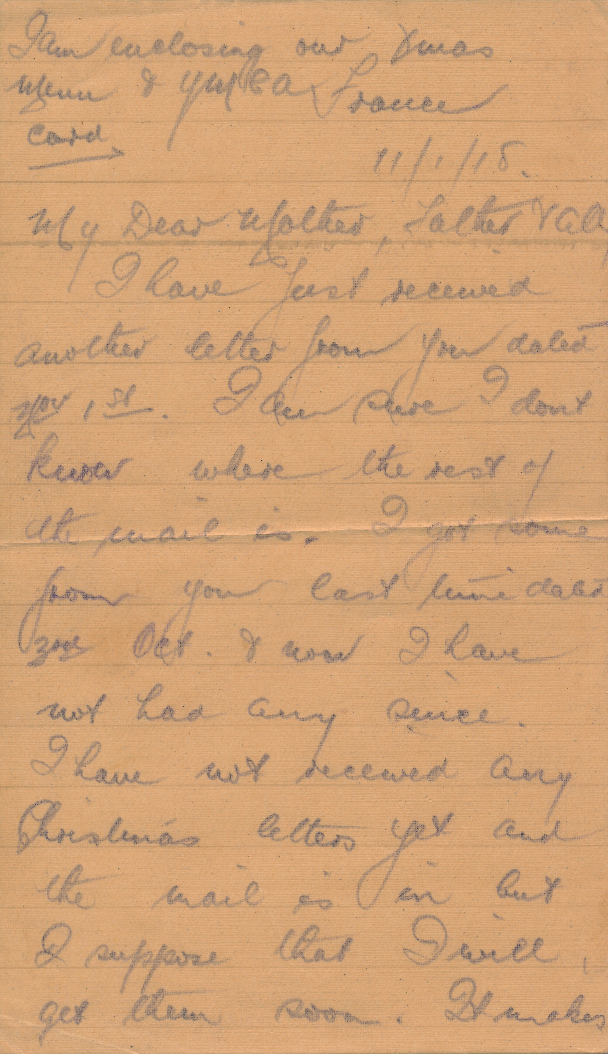 Christie letter 11 January 1918