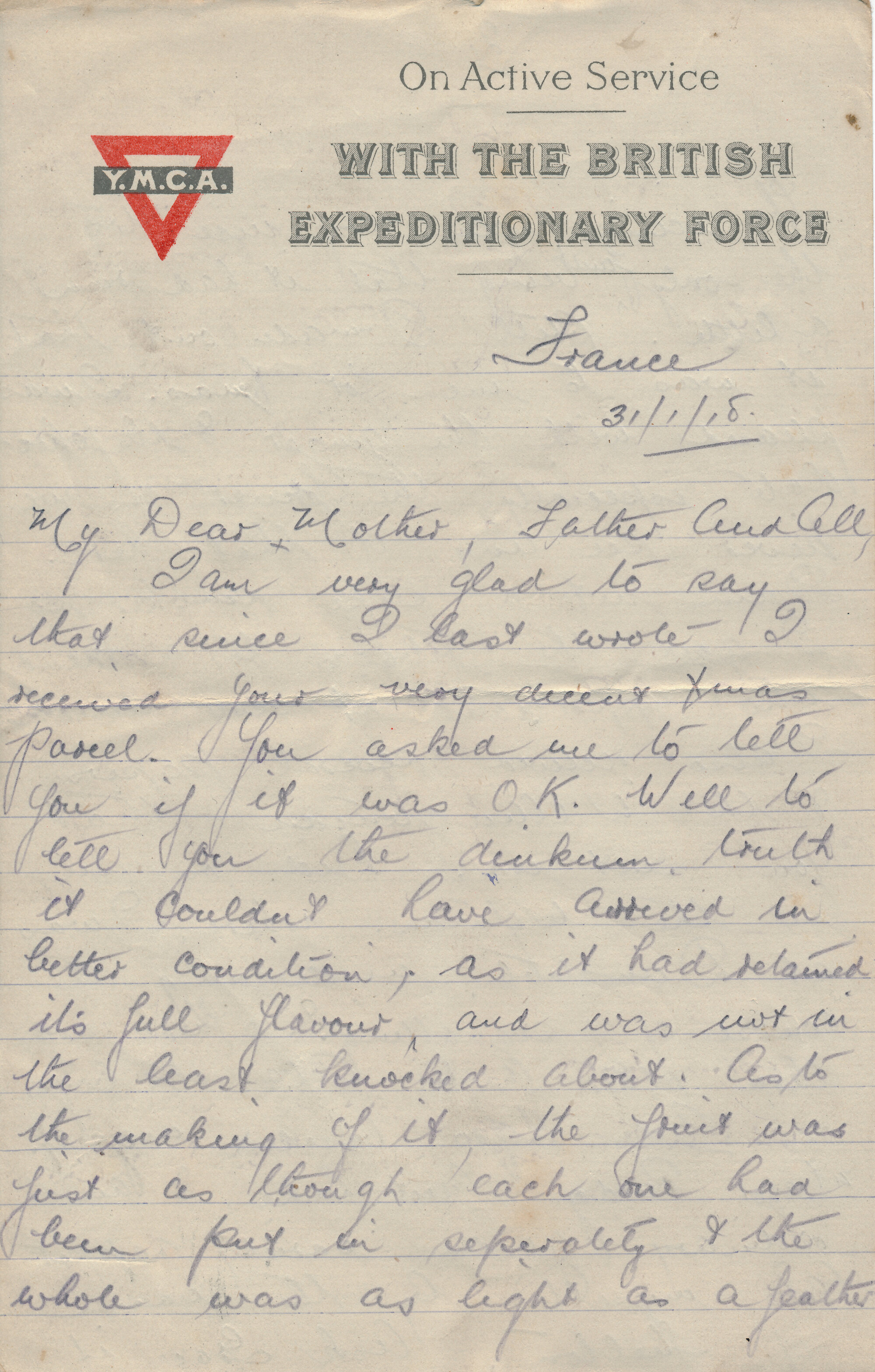 Christie letter 31 January 1918