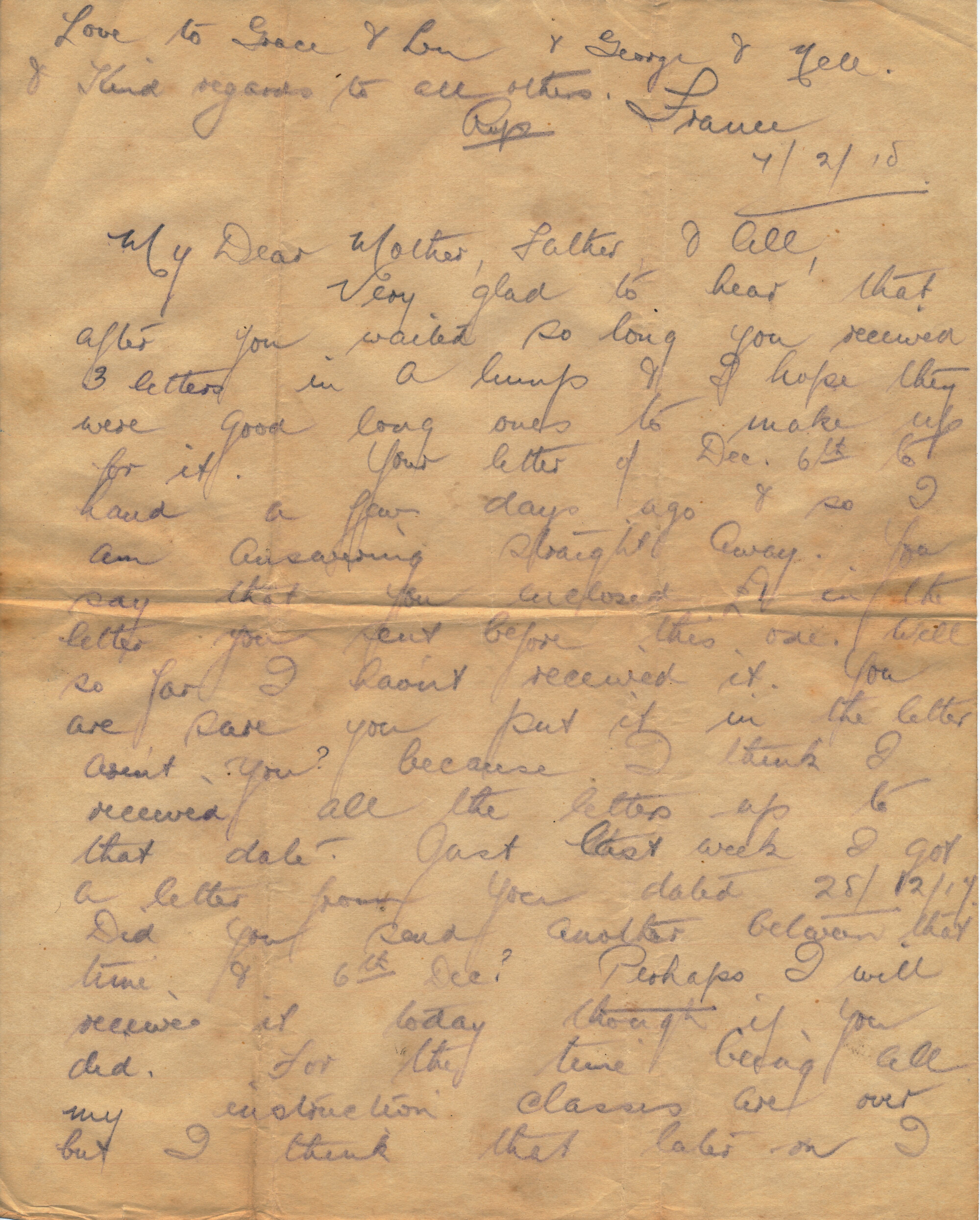 Christie letter 7 February 1918