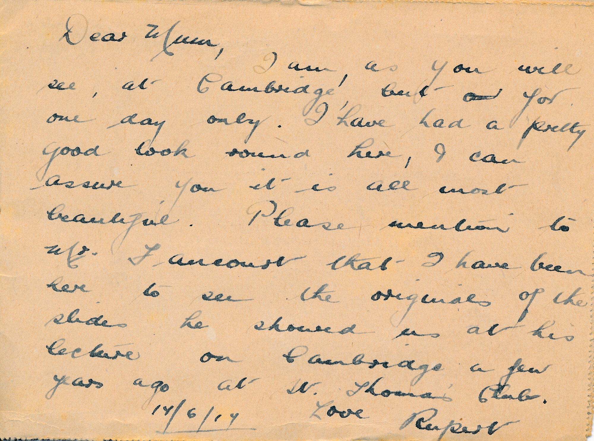 Christie Letter Card 17 June 1917