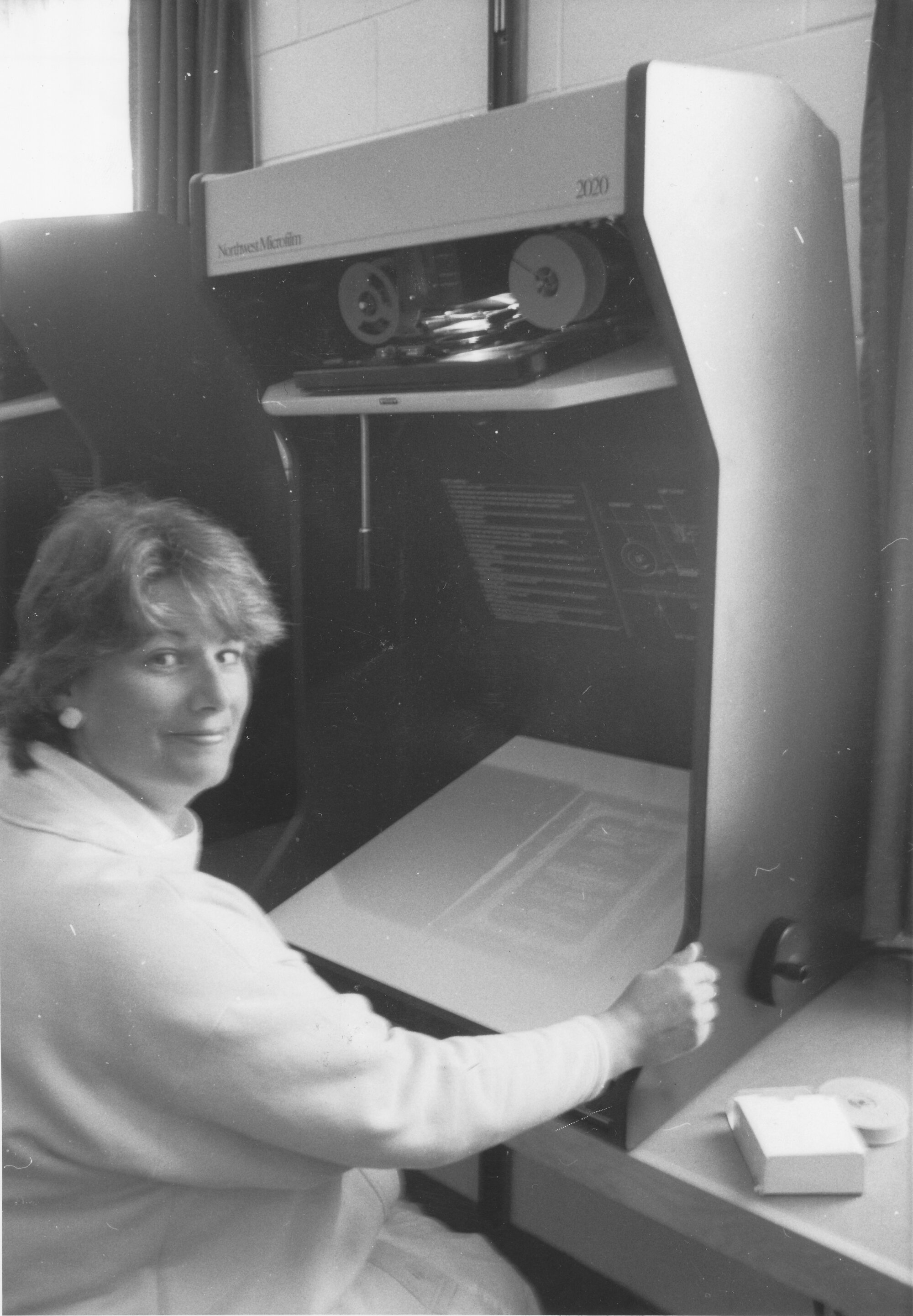 Genealogy; microfilm viewer at Church of Latter Day Saints, Totara Park.