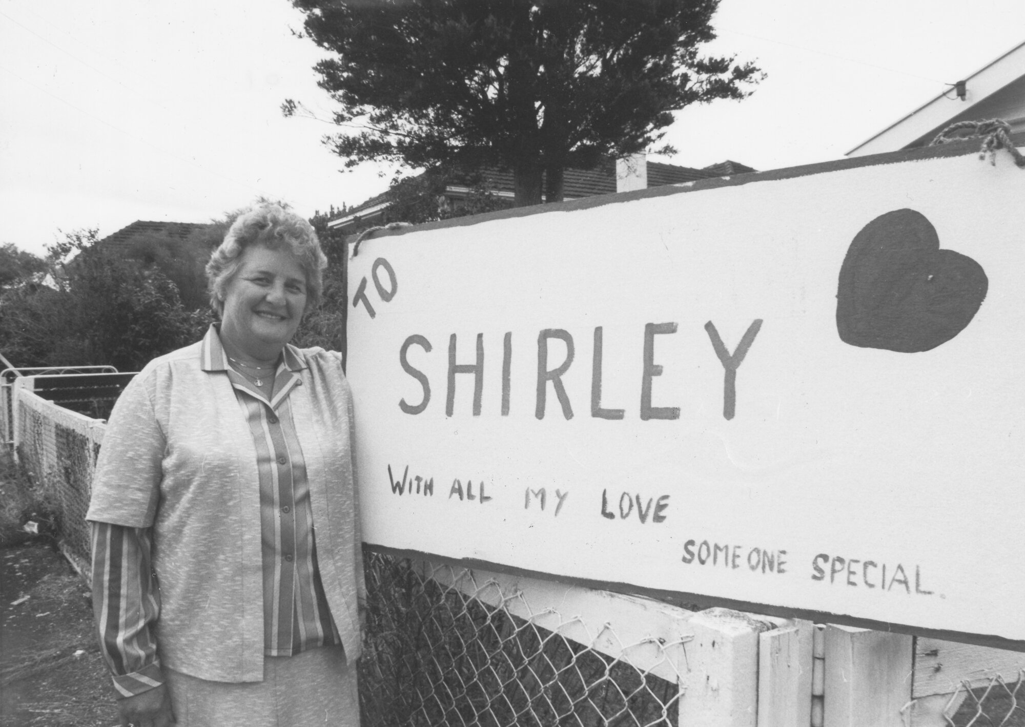 Councillor Shirley Russell's first Valentine, on her front fence.