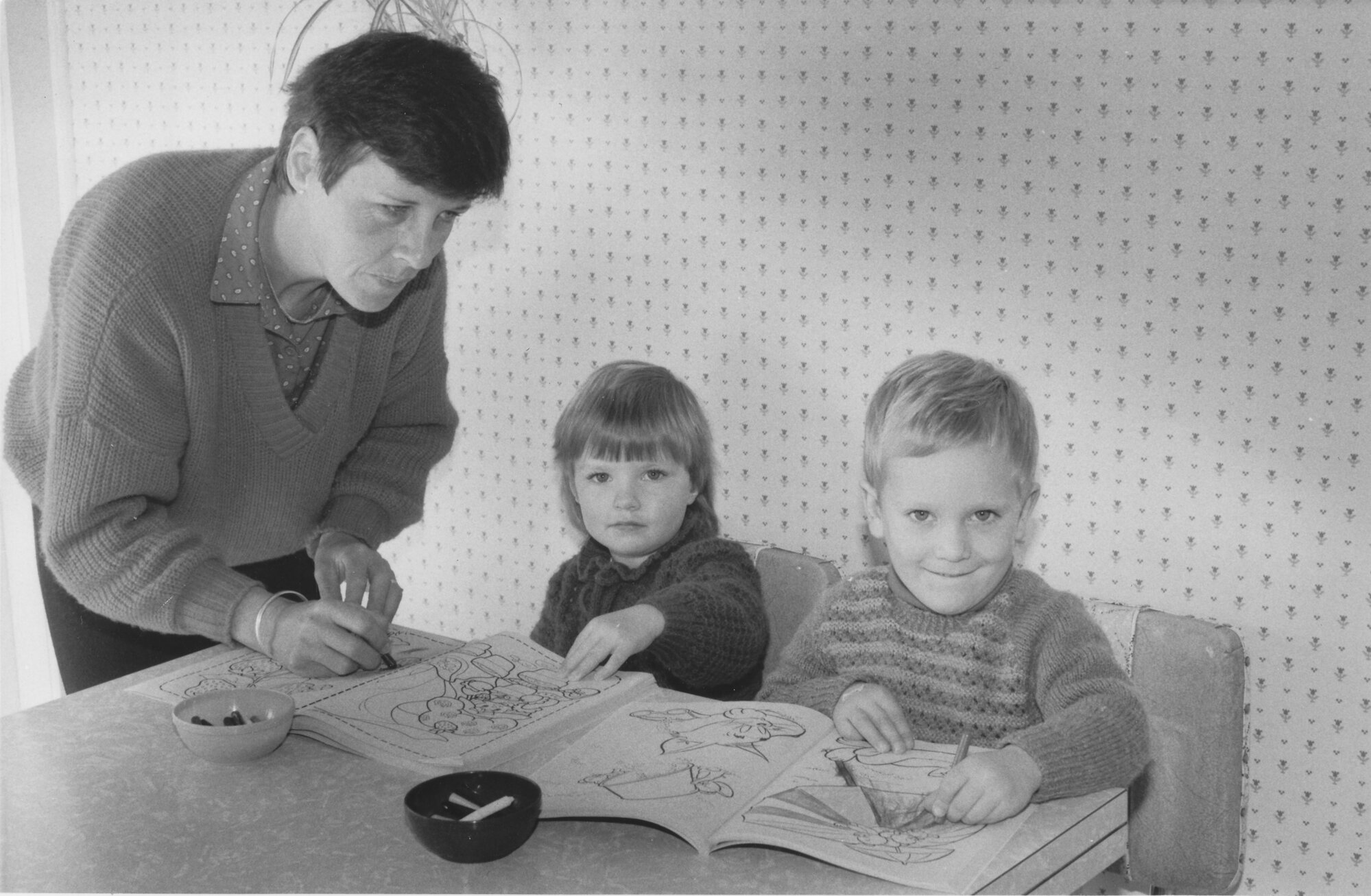 Barnado's care-giver Mrs Bobby Leeming with daughter Shelley and Jamie Vinton-Bond at her home.