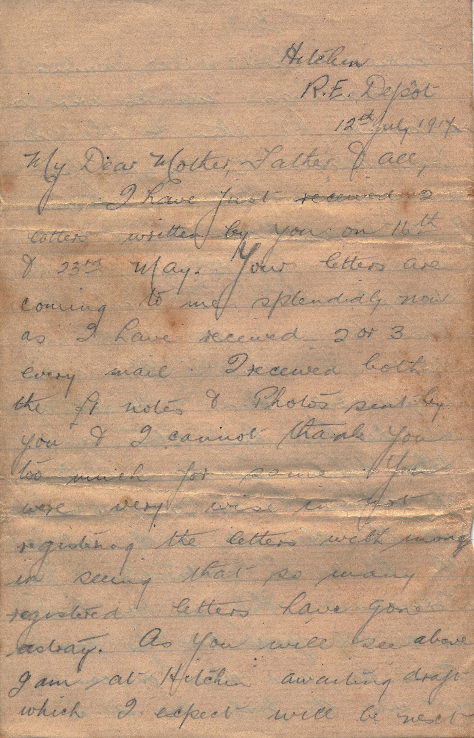 Christie letter July 12 1917