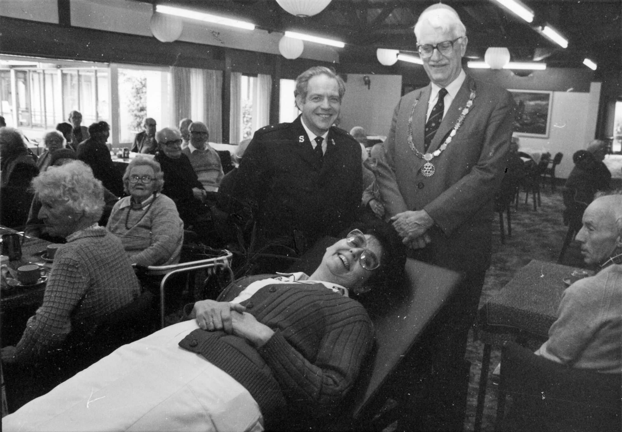 Salvation Arrmy Norman Kirk home for the aged; matron Mrs Ngaire Nicholson; Captain Des Buckner; Heretaunga Rotary president David Curtis.