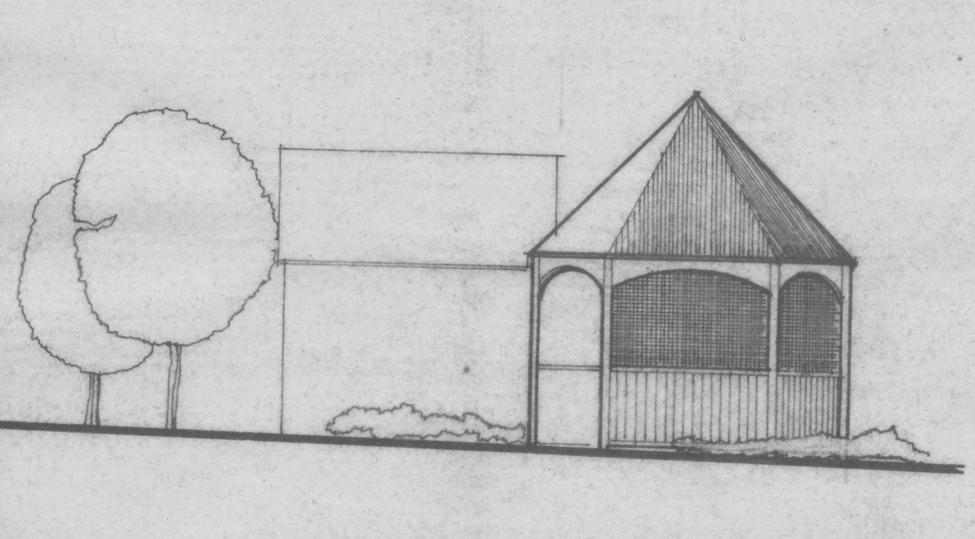 Golder cottage; architect's drawing; proposed tea kiosk in rear garden?