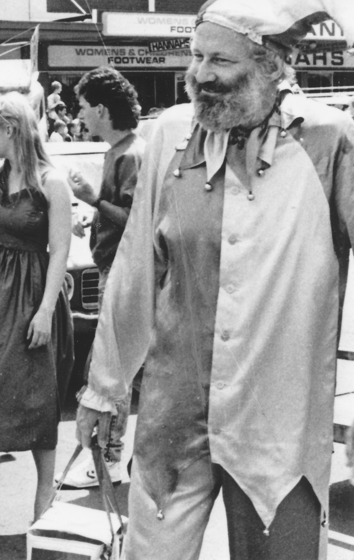 Christmas parade 1987; unidentified jester.