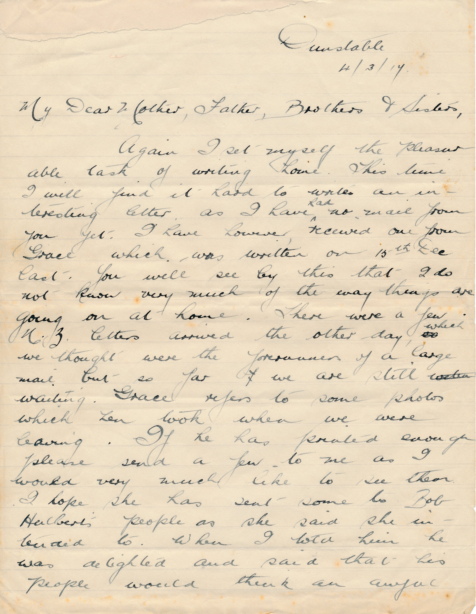 Christie Letter 4 March 1917