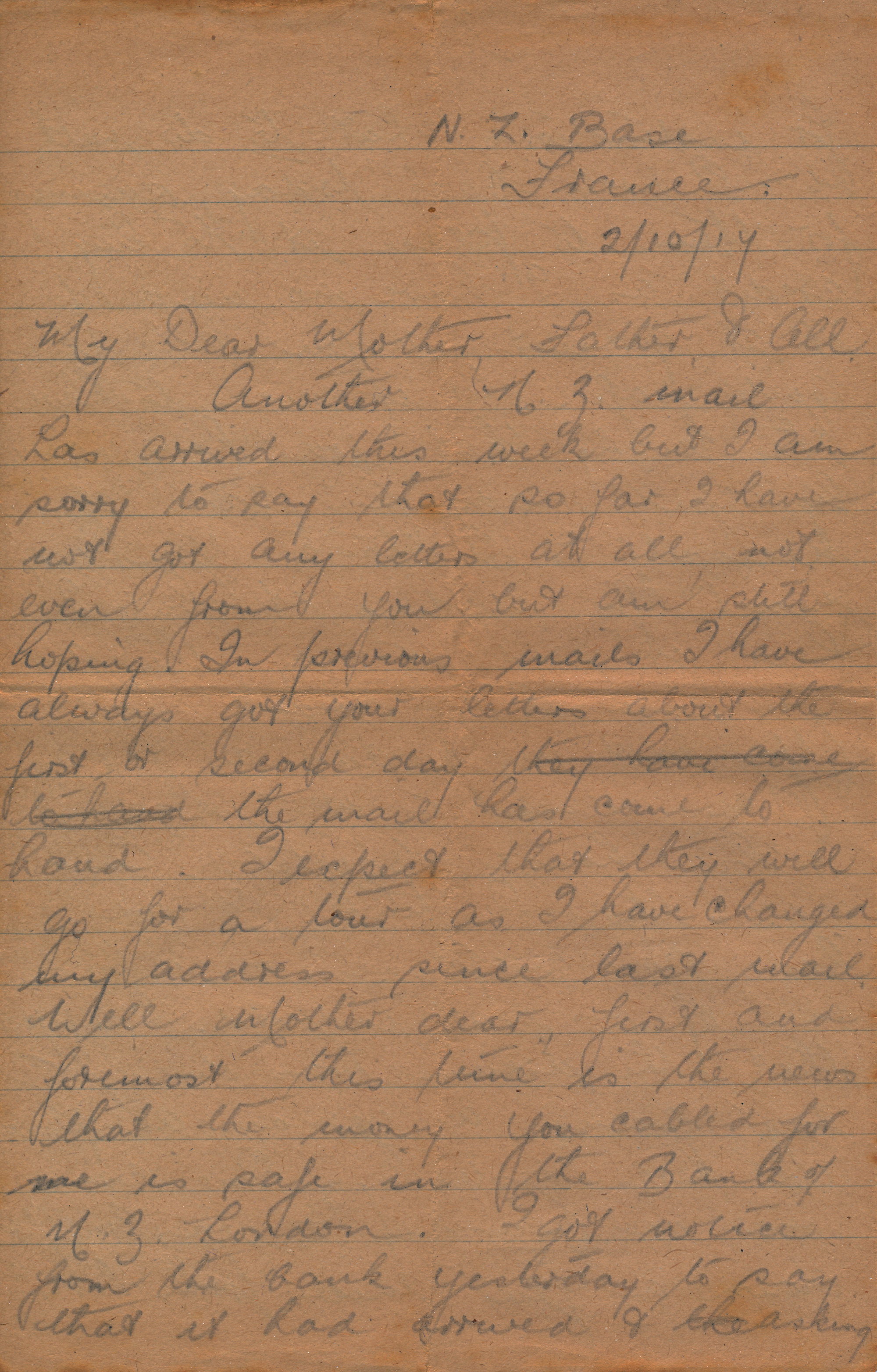 Christie Letter 2 October 1917